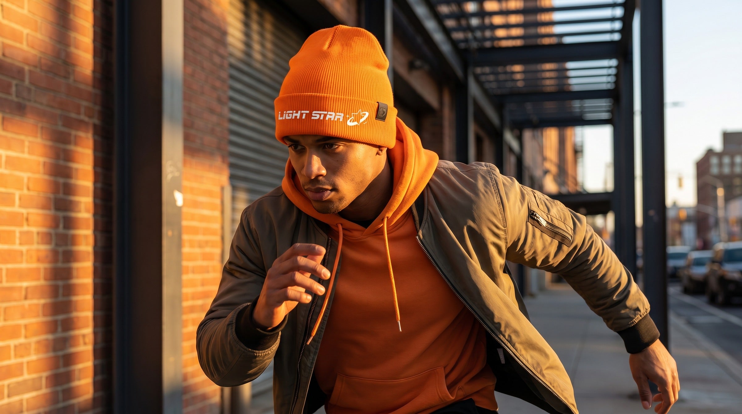 Apex Beanie lifestyle - Tangerine