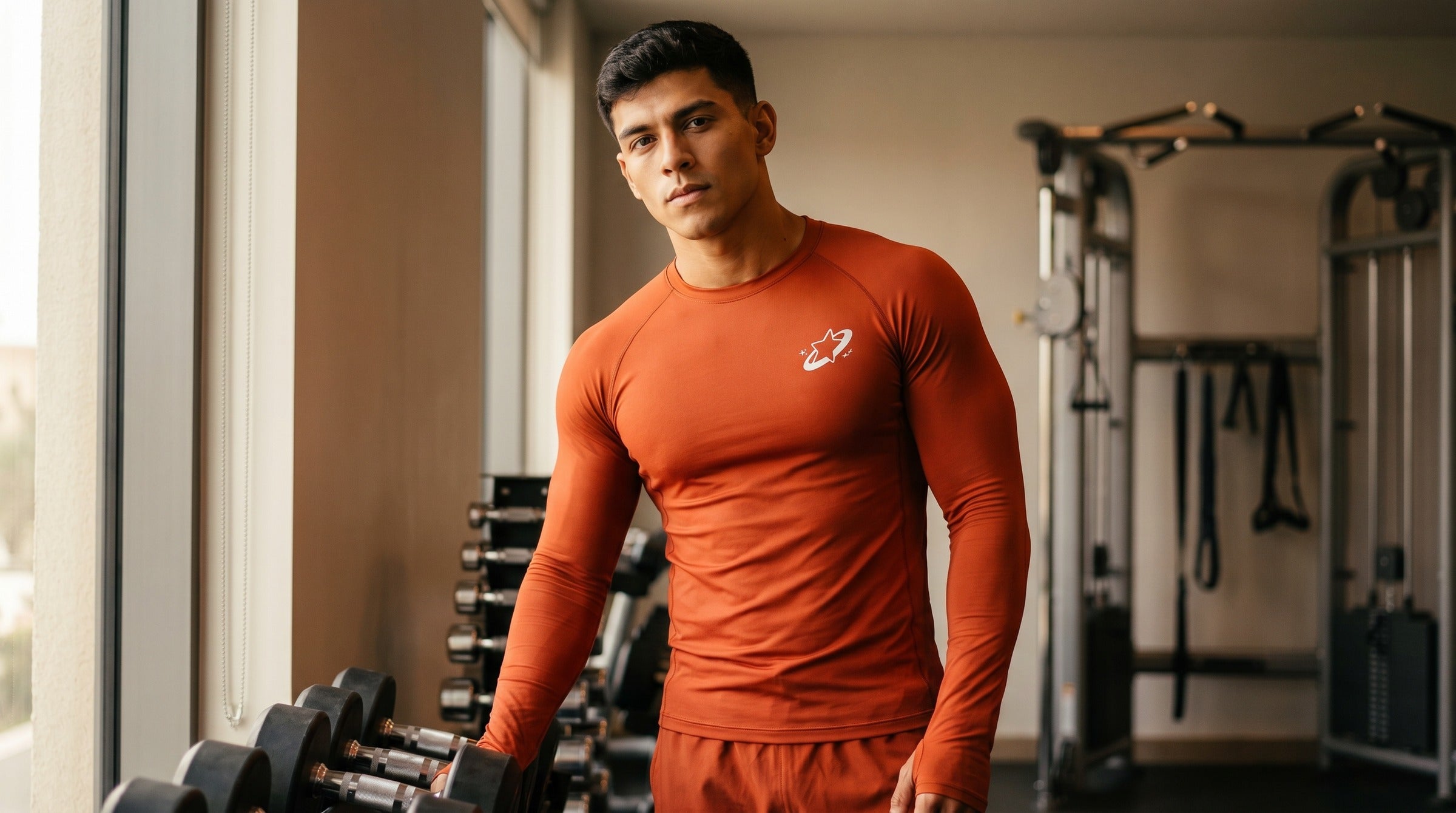 Apex Compression Long Sleeve lifestyle - Burnt Sienna