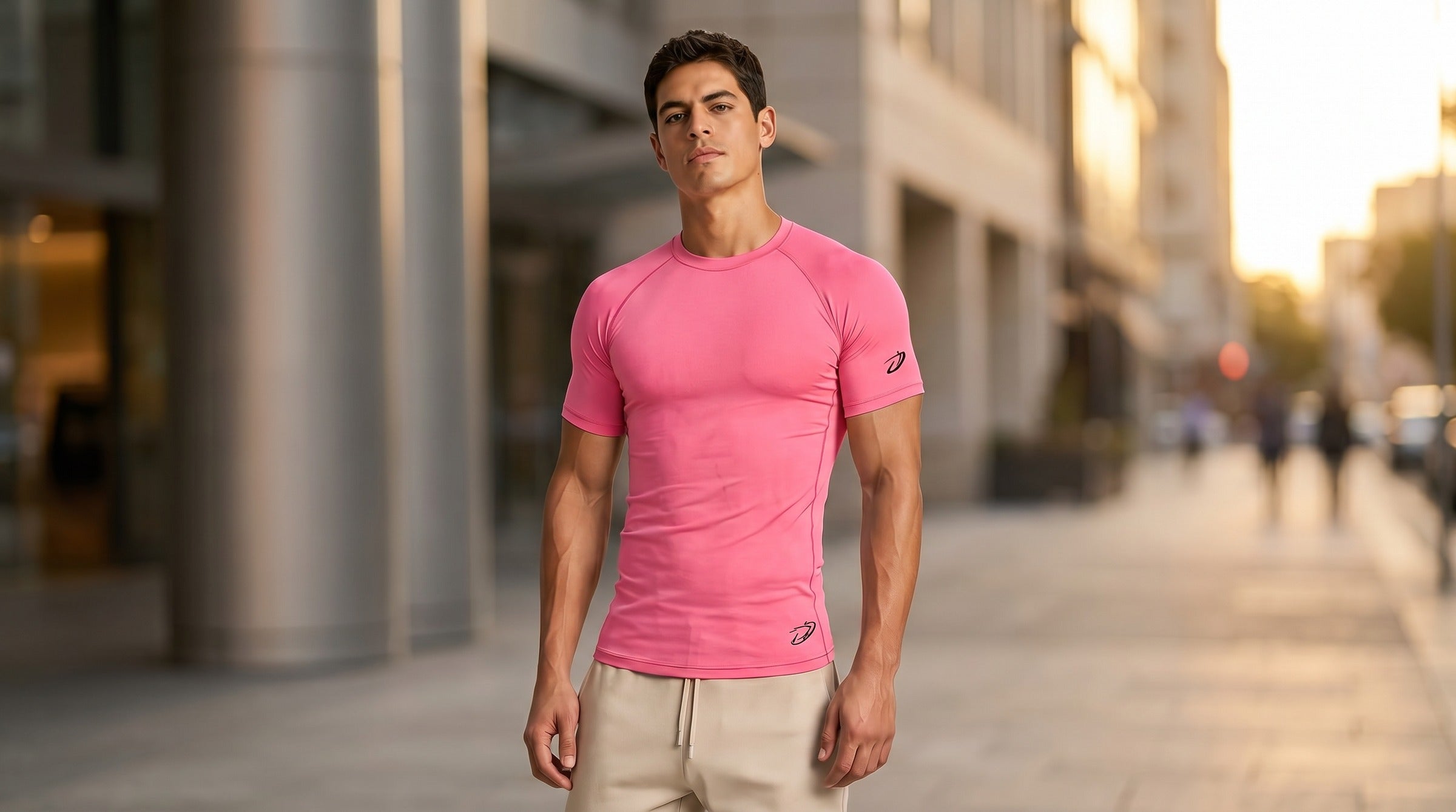Apex Compression Tee lifestyle - Rose Pink
