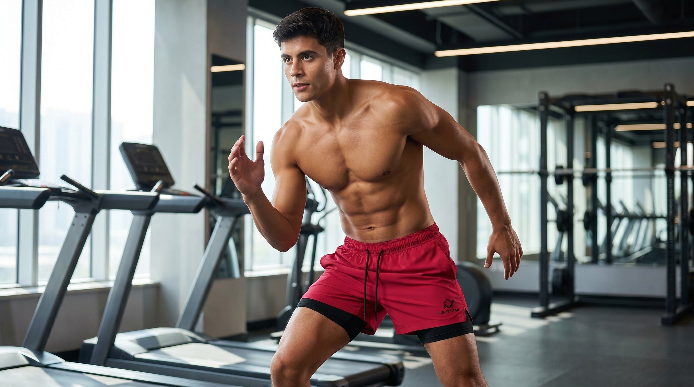 Apex Run Short 5" Lined lifestyle - Crimson