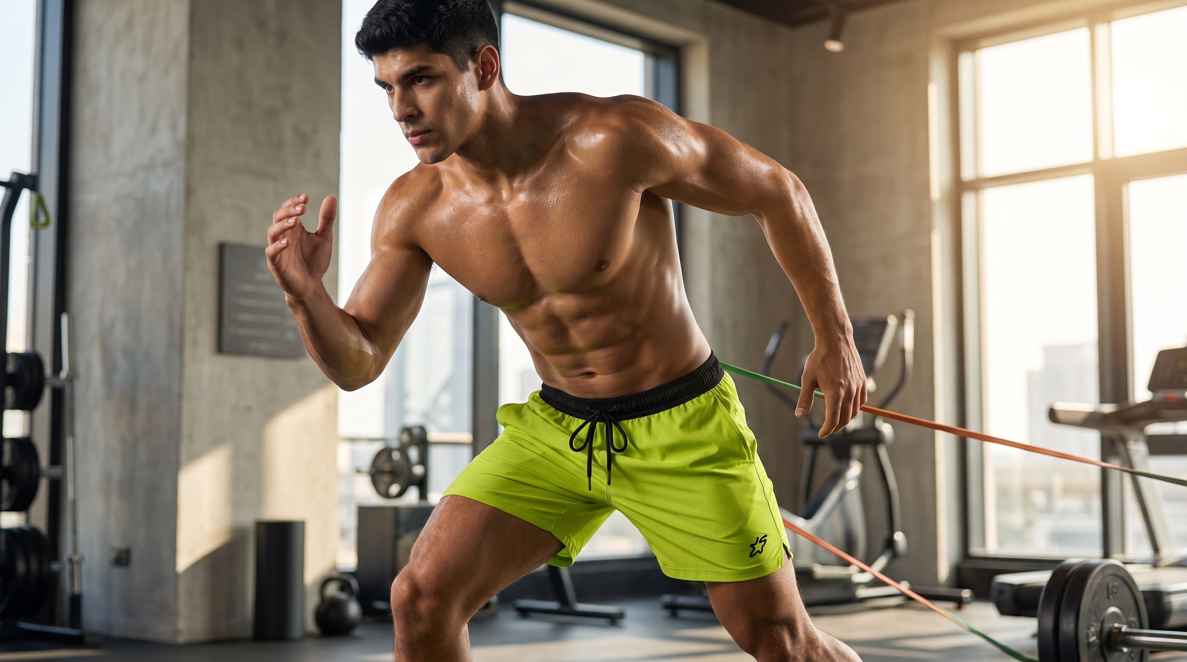 Apex Training Shorts 7" lifestyle - Acid Green