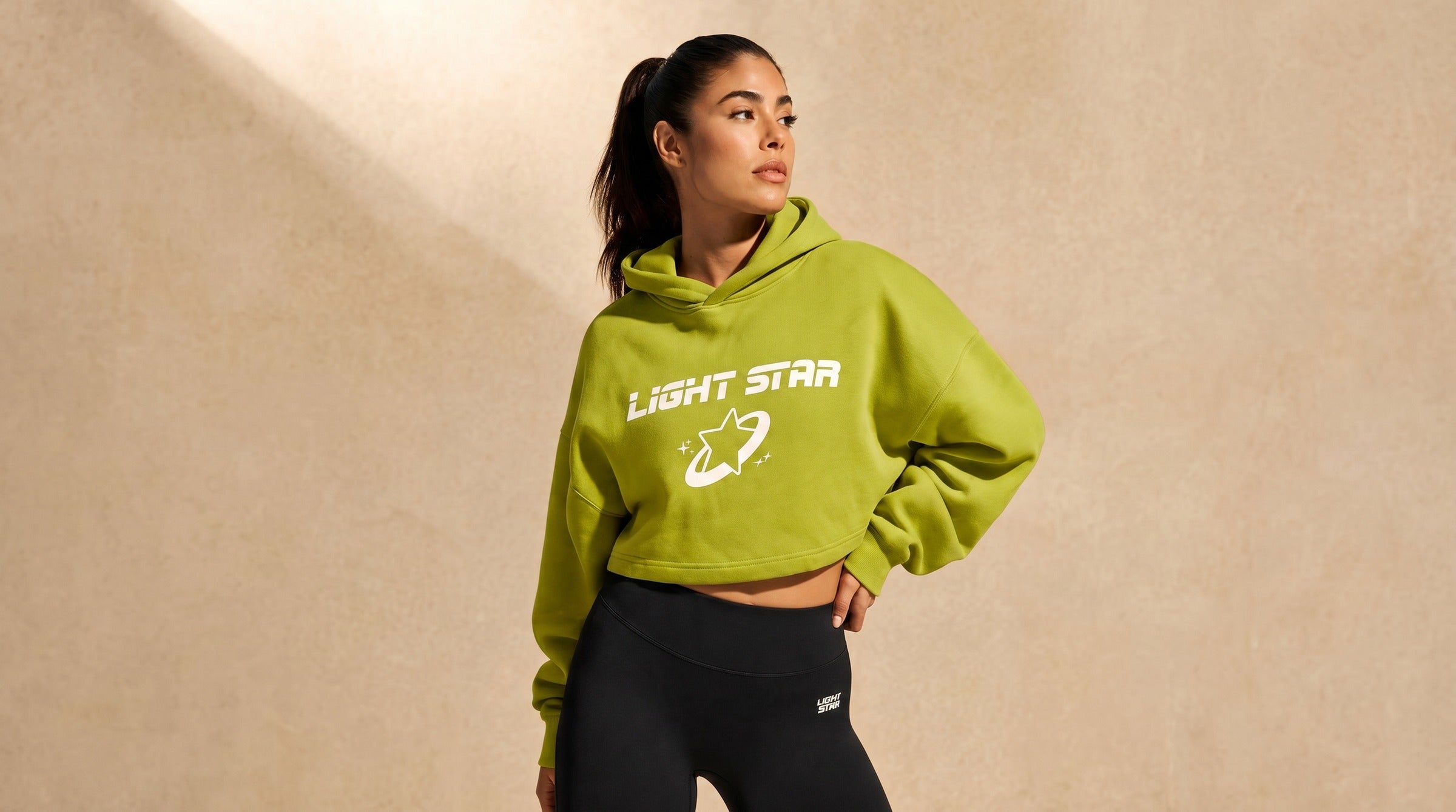 Aurora Cropped Hoodie lifestyle - Acid Green
