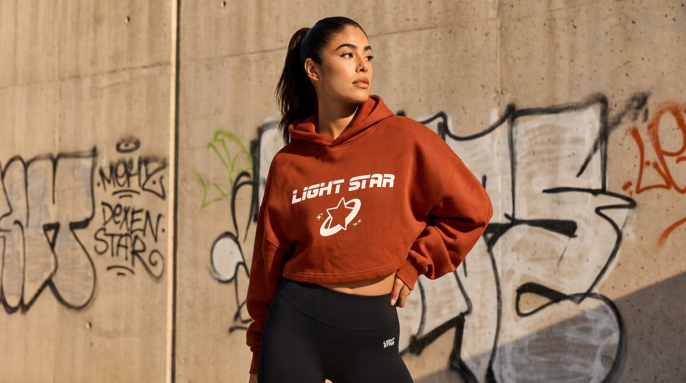 Aurora Cropped Hoodie lifestyle - Burnt Sienna
