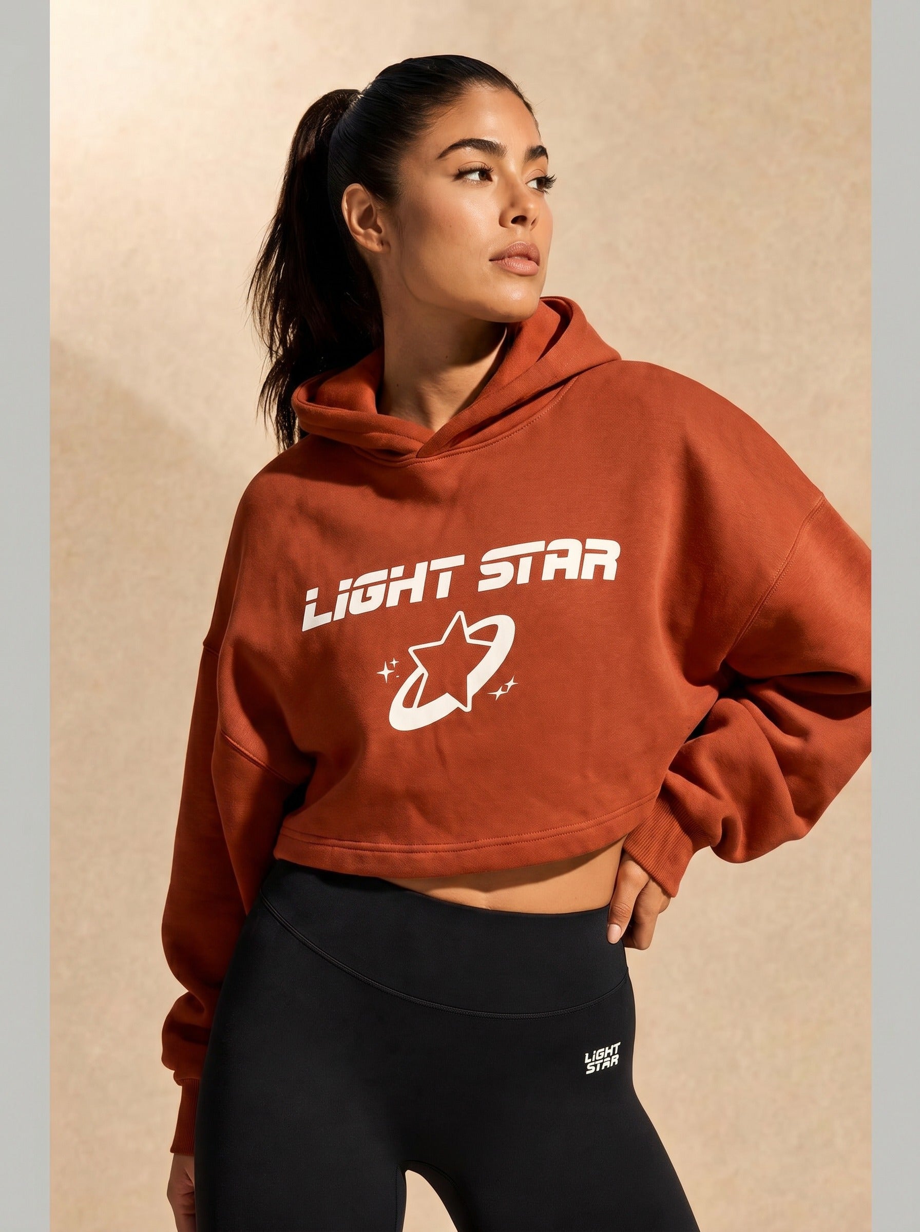 Aurora Cropped Hoodie - Burnt Sienna