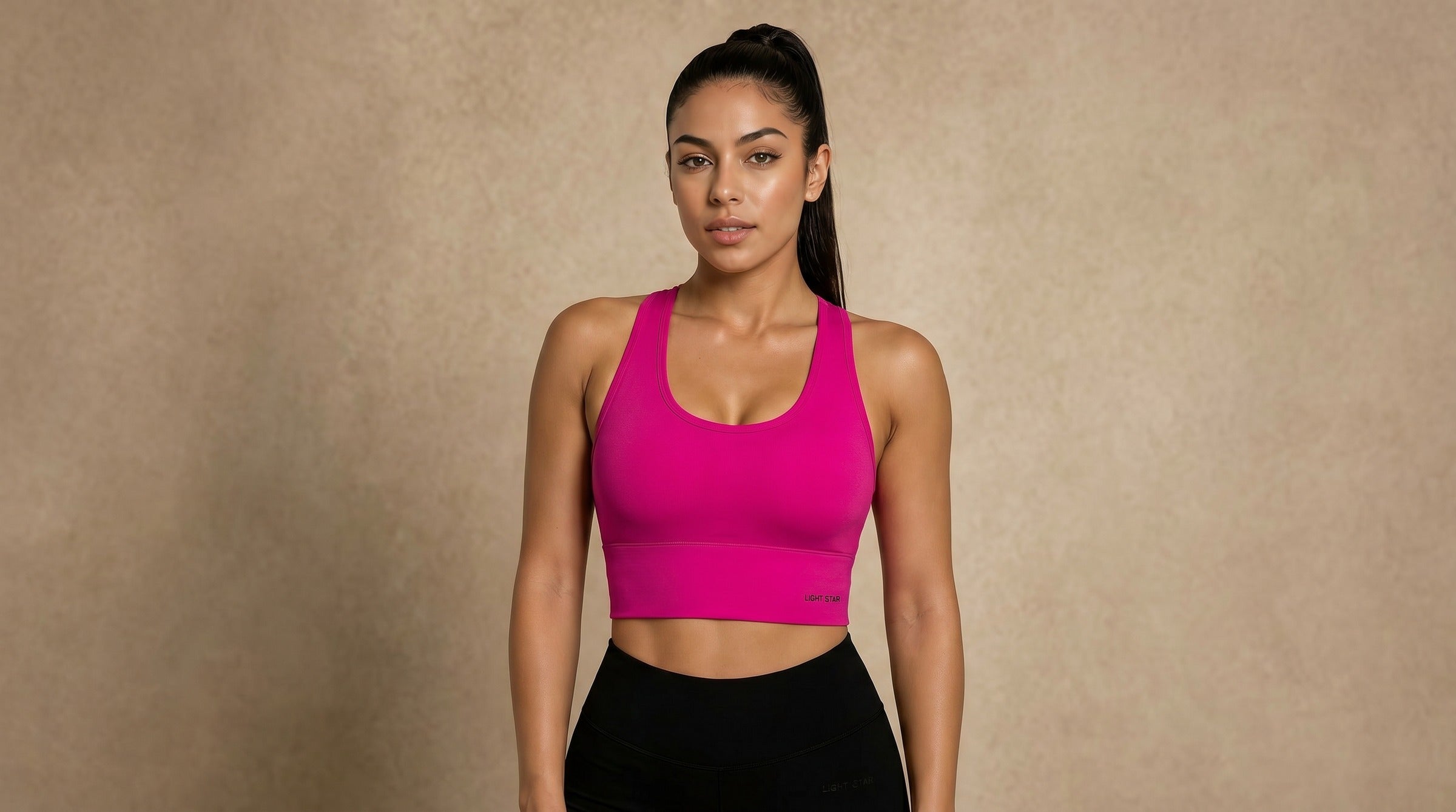 Aurora Longline Bra lifestyle - Hot Magenta