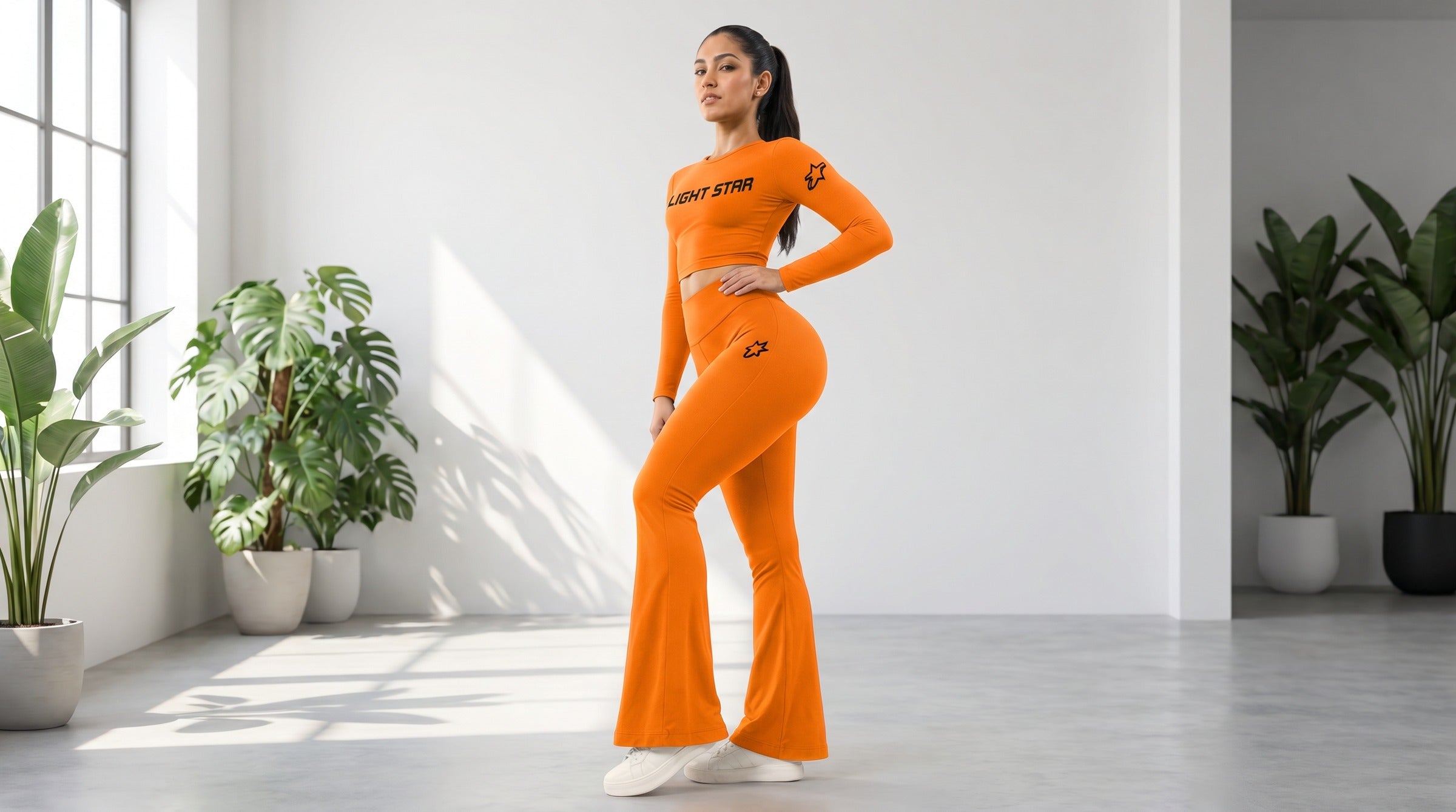 Comet Flare Leggings lifestyle - Tangerine