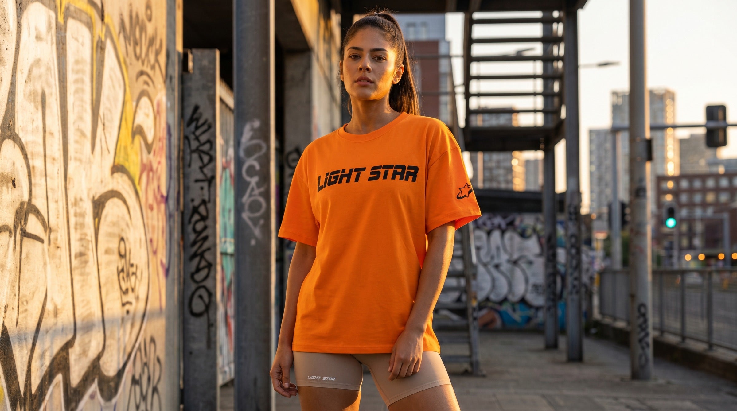 Cosmos Oversized Tee lifestyle - Tangerine