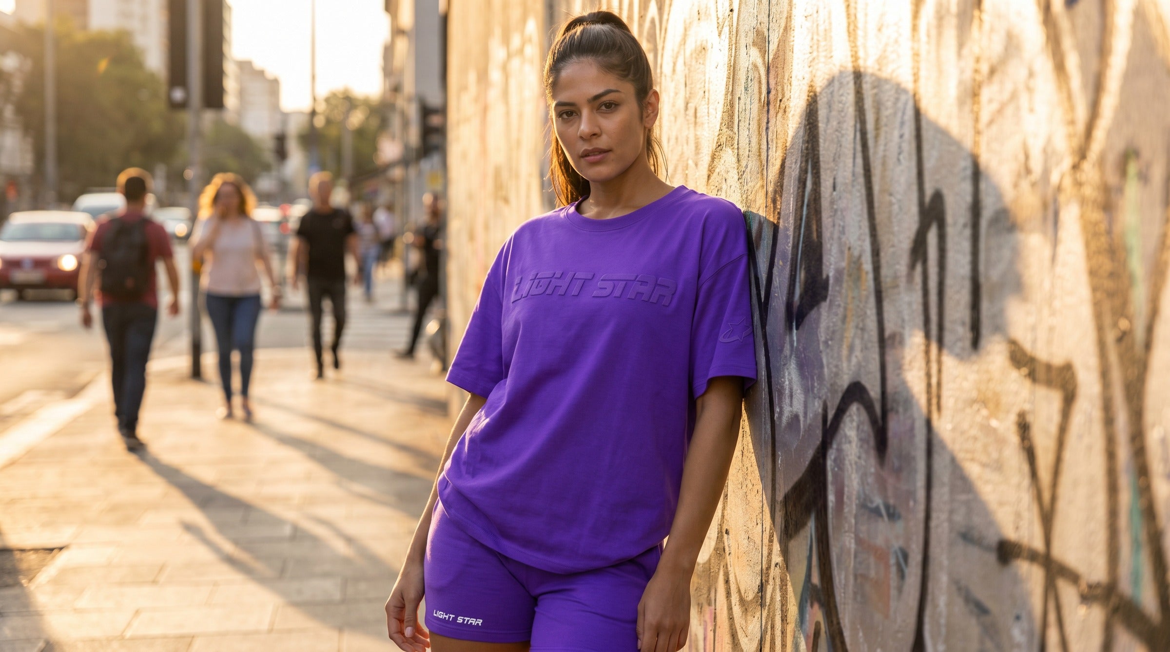 Cosmos Oversized Tee lifestyle - Ultraviolet