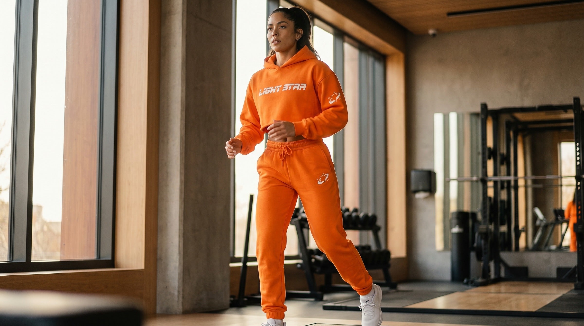 Cosmos Tracksuit Set lifestyle - Tangerine