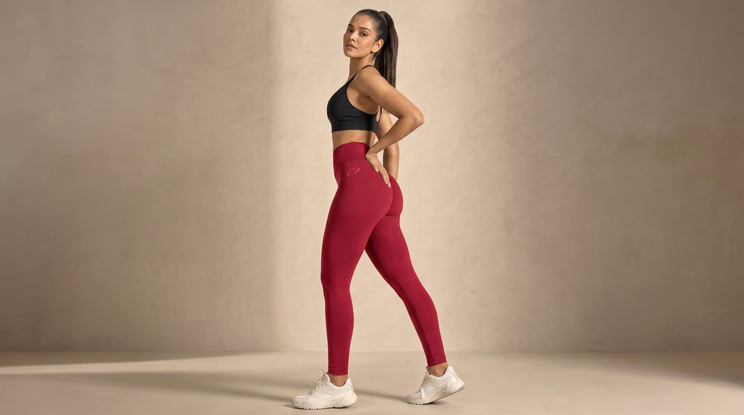 Galaxy Scrunch Leggings lifestyle - Crimson