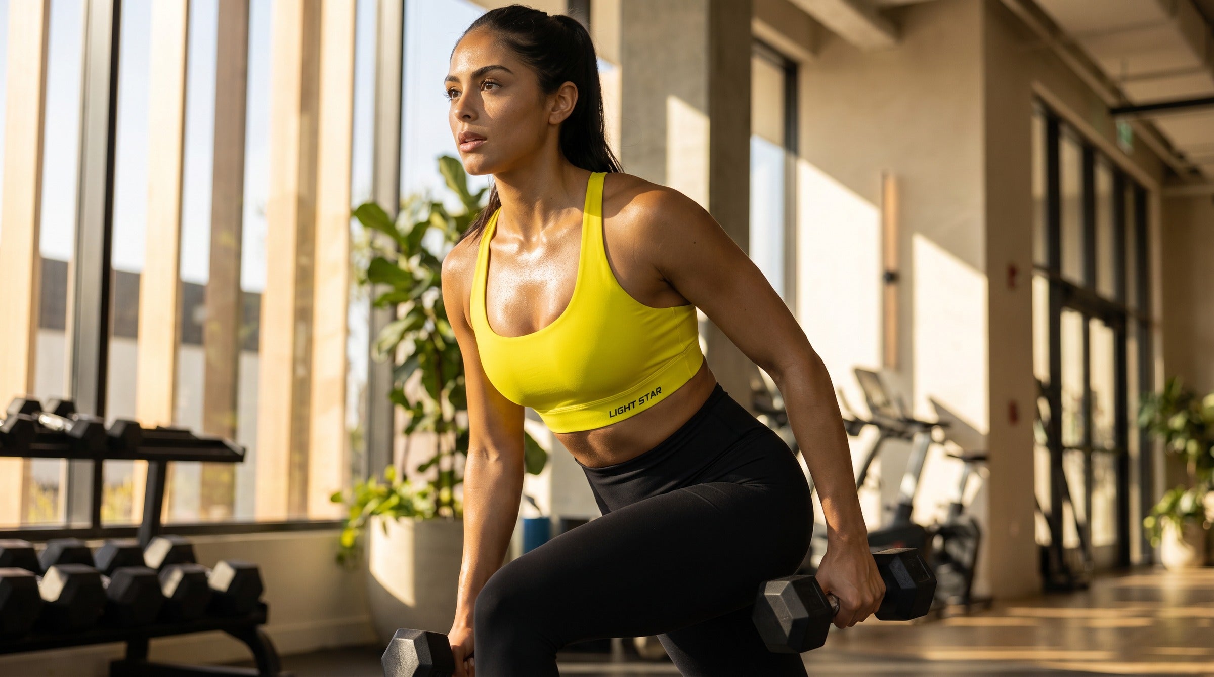 Halo Scoop Sports Bra lifestyle - Electric Yellow