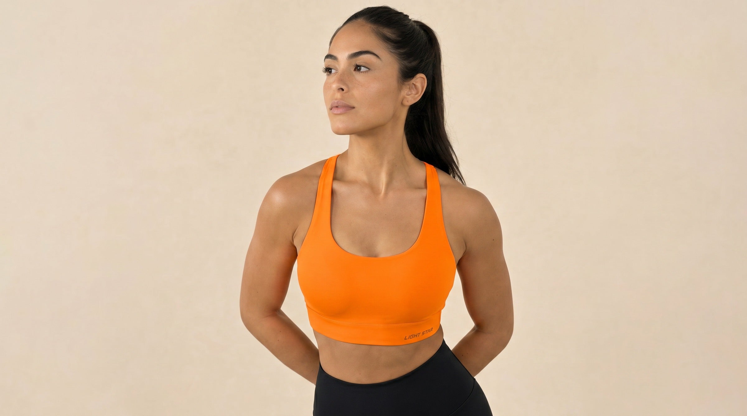 Halo Scoop Sports Bra lifestyle - Safety Orange