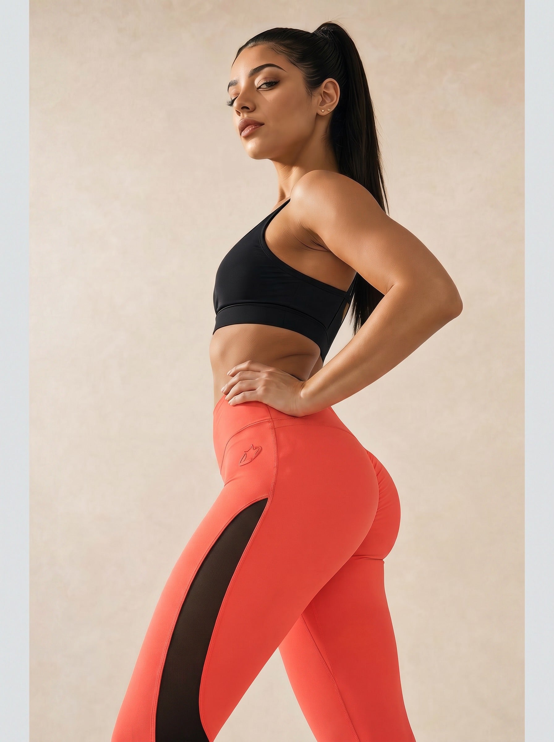 Nova Mesh Leggings - Sunset Coral