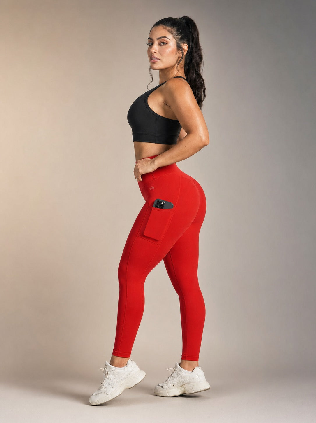 Orbit Pocket Leggings - Flame Red