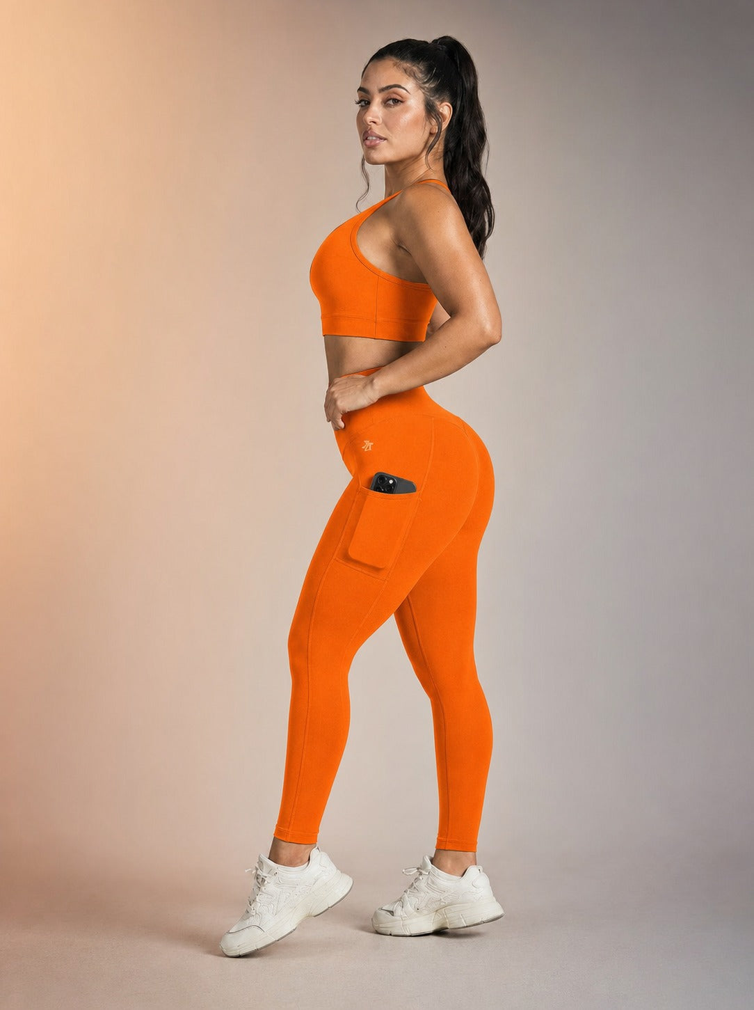 Orbit Pocket Leggings - Safety Orange