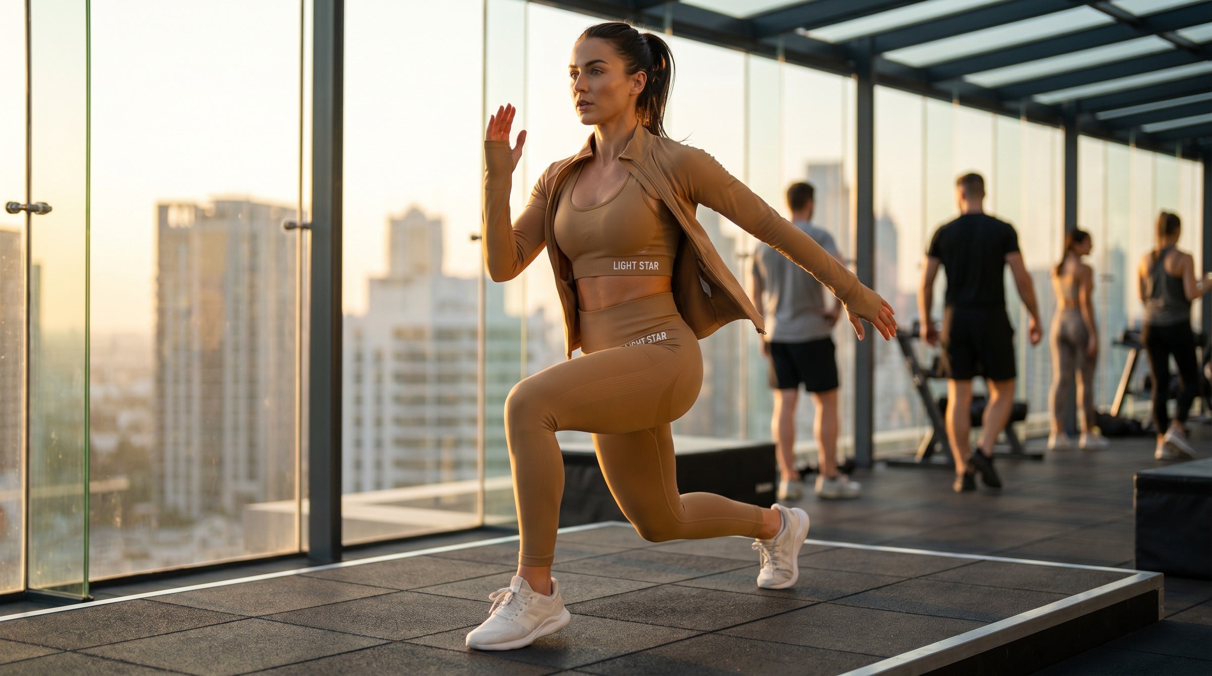 Pulse Seamless 3-Piece lifestyle - Camel Tan