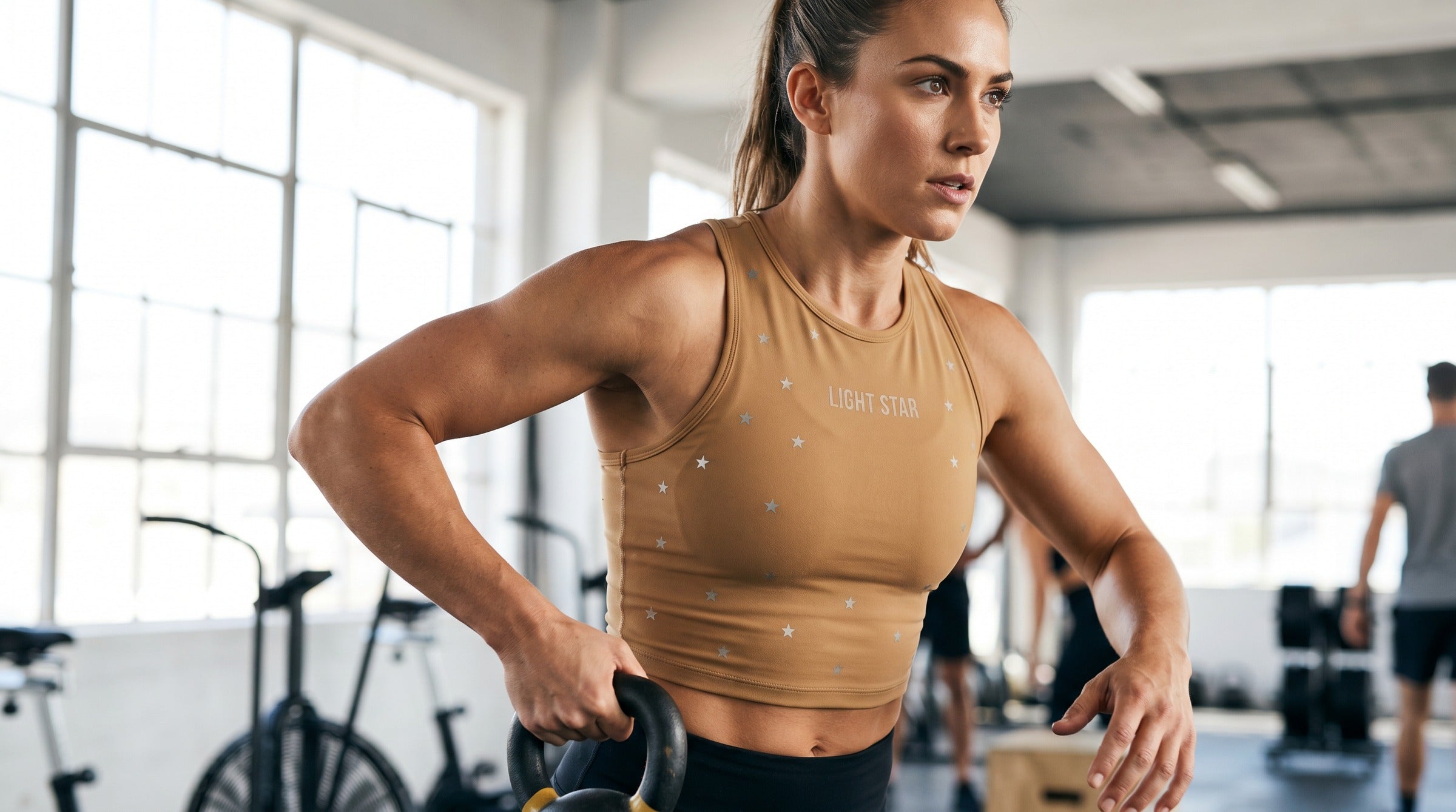 Stardust Crop Top lifestyle - Camel Tan