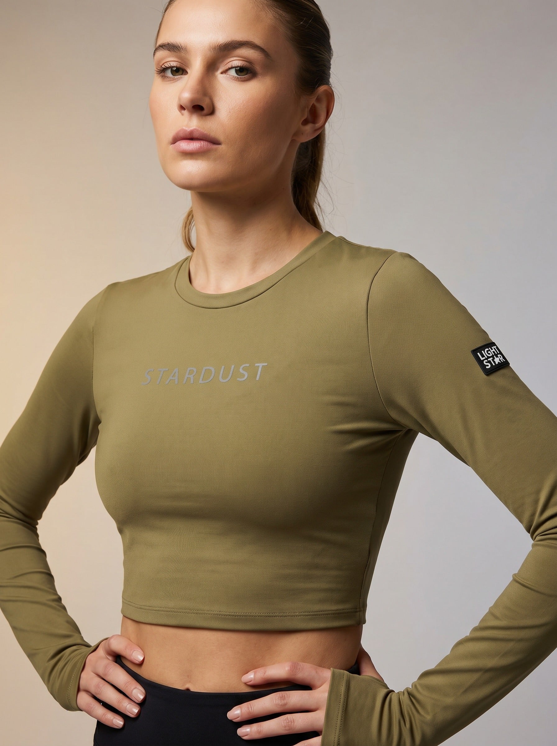 Stardust Crop Top - Khaki Olive