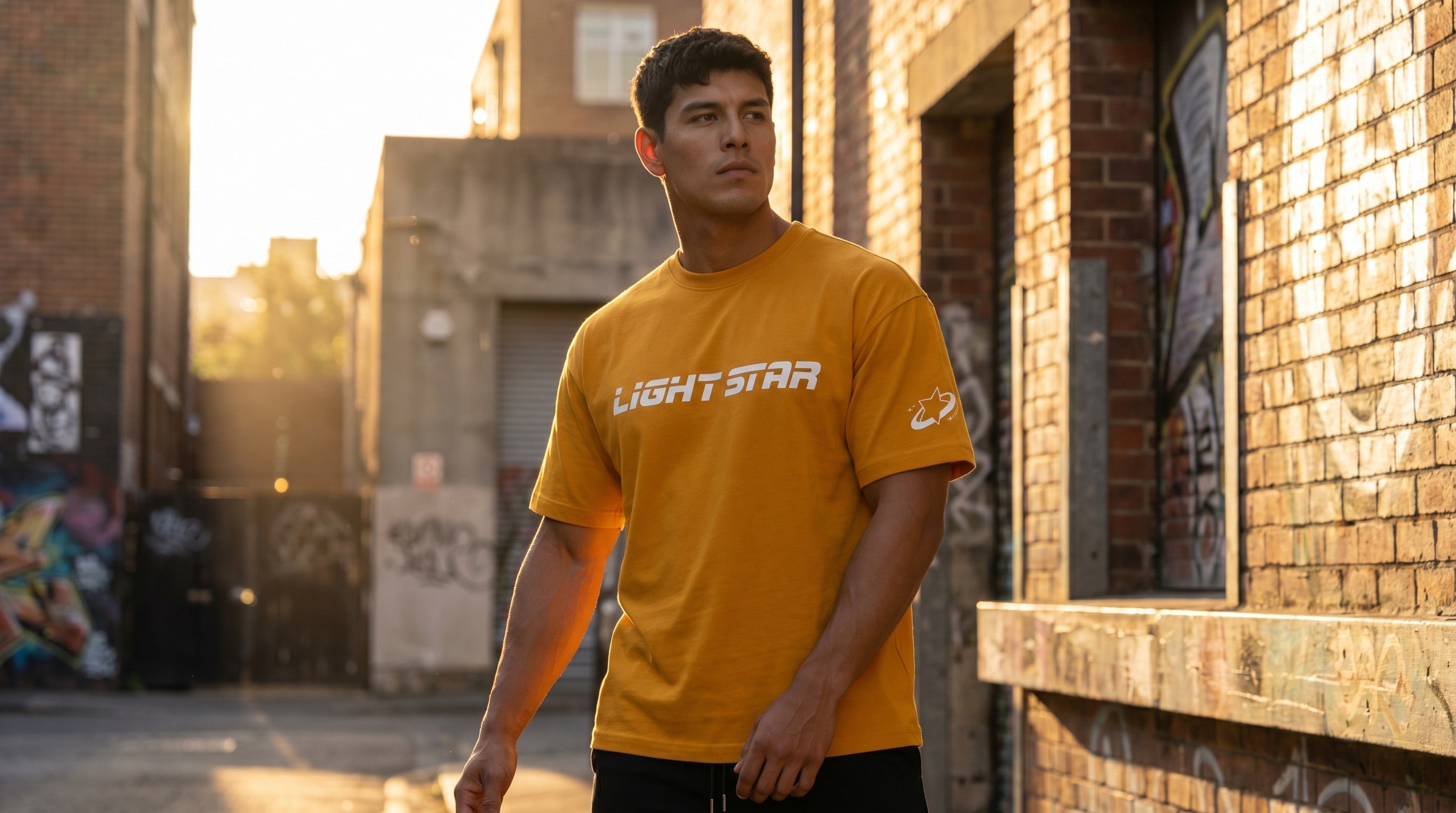 Stellar Boxy Tee lifestyle - Amber Gold