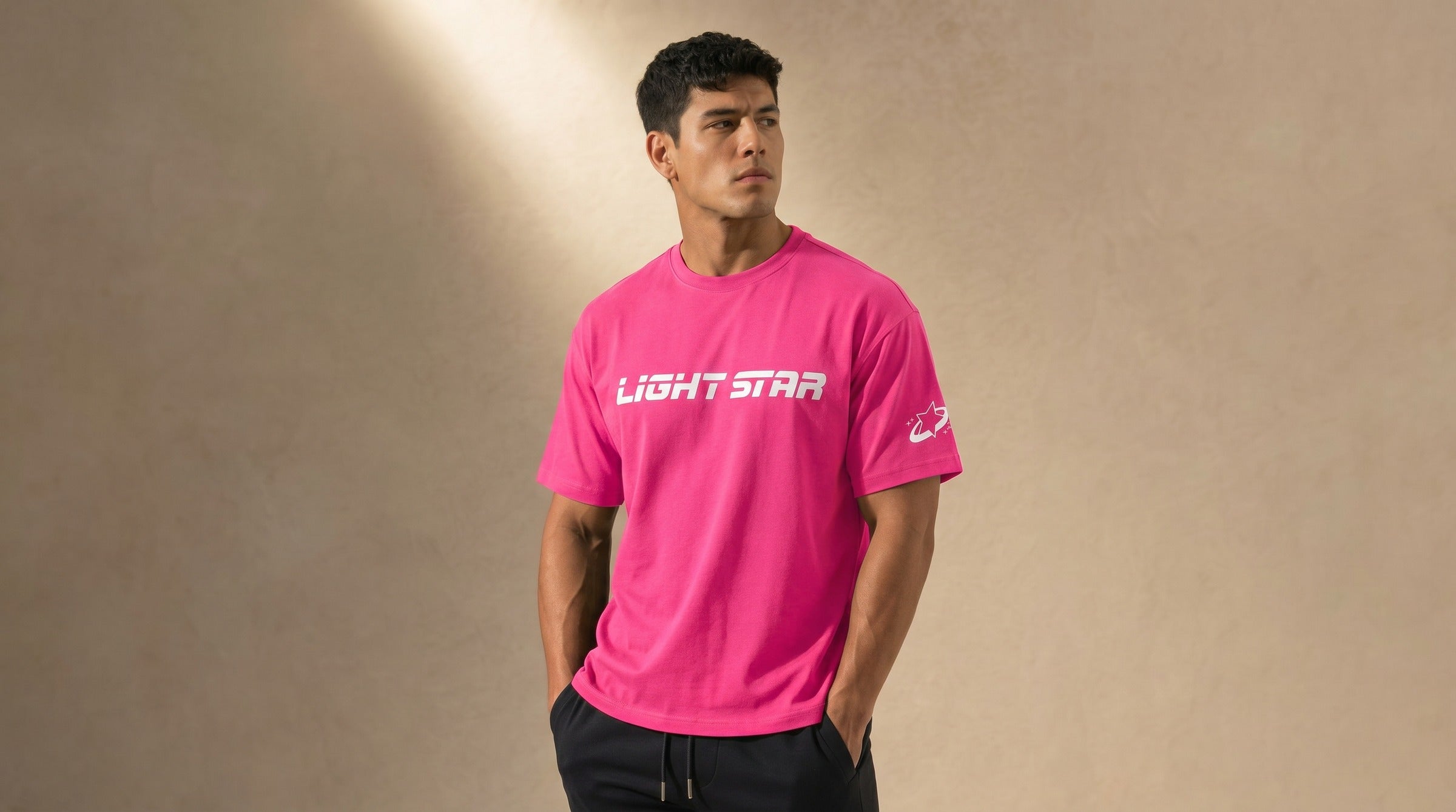 Stellar Boxy Tee lifestyle - Hot Pink