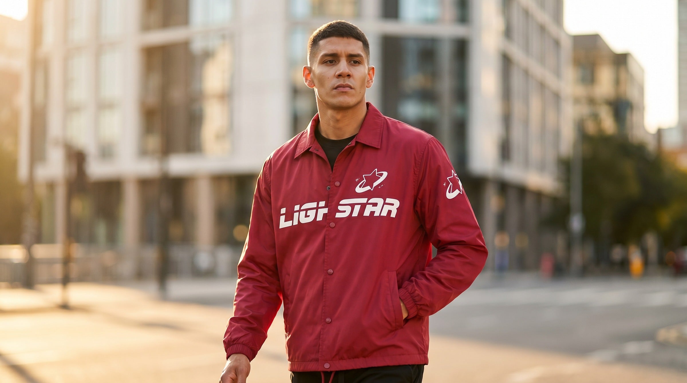 Stellar Coach Jacket lifestyle - Ruby