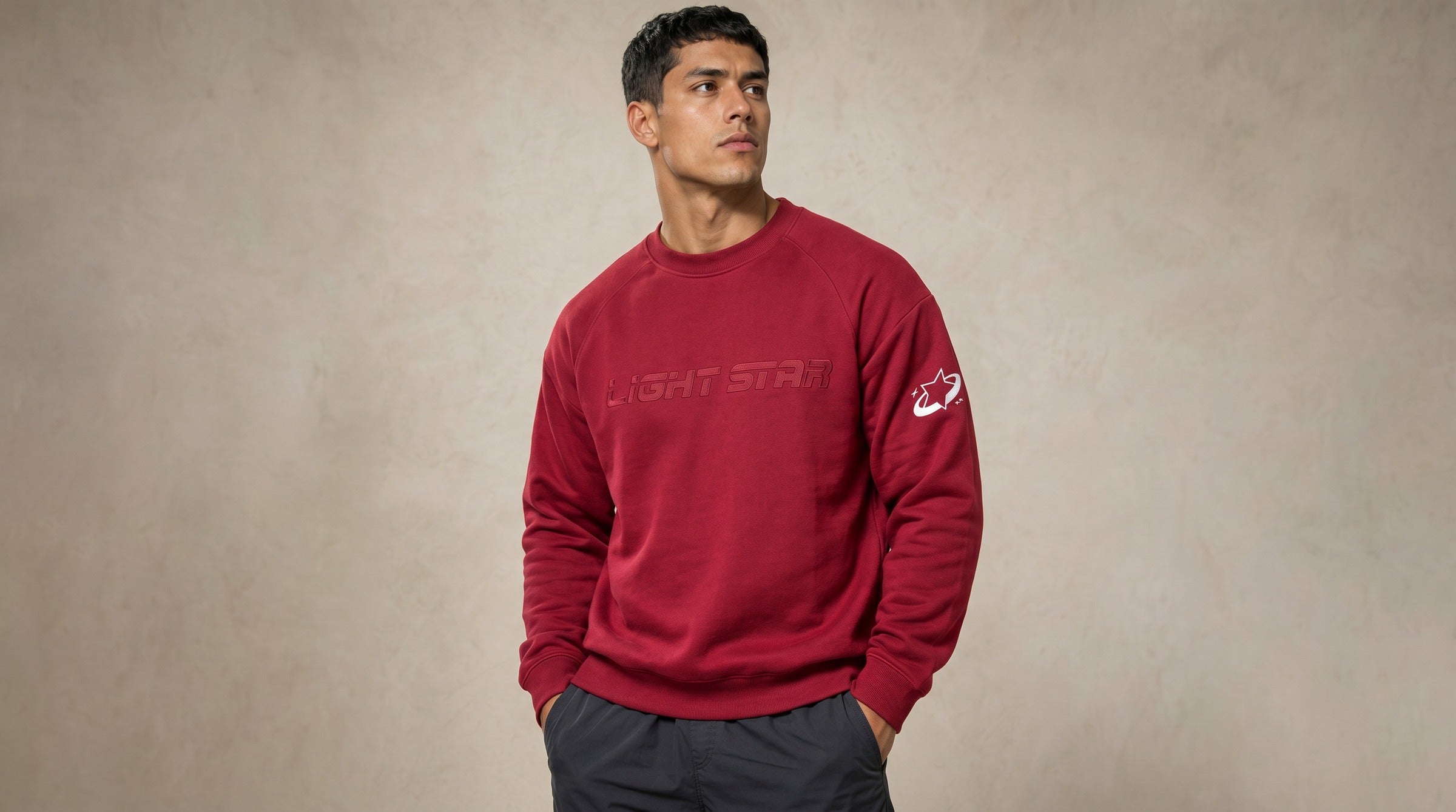 Stellar Crewneck Sweatshirt lifestyle - Crimson