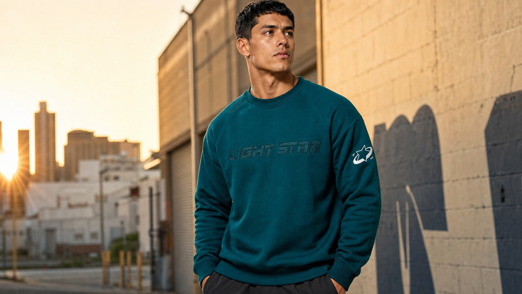 Stellar Crewneck Sweatshirt lifestyle - Deep Teal
