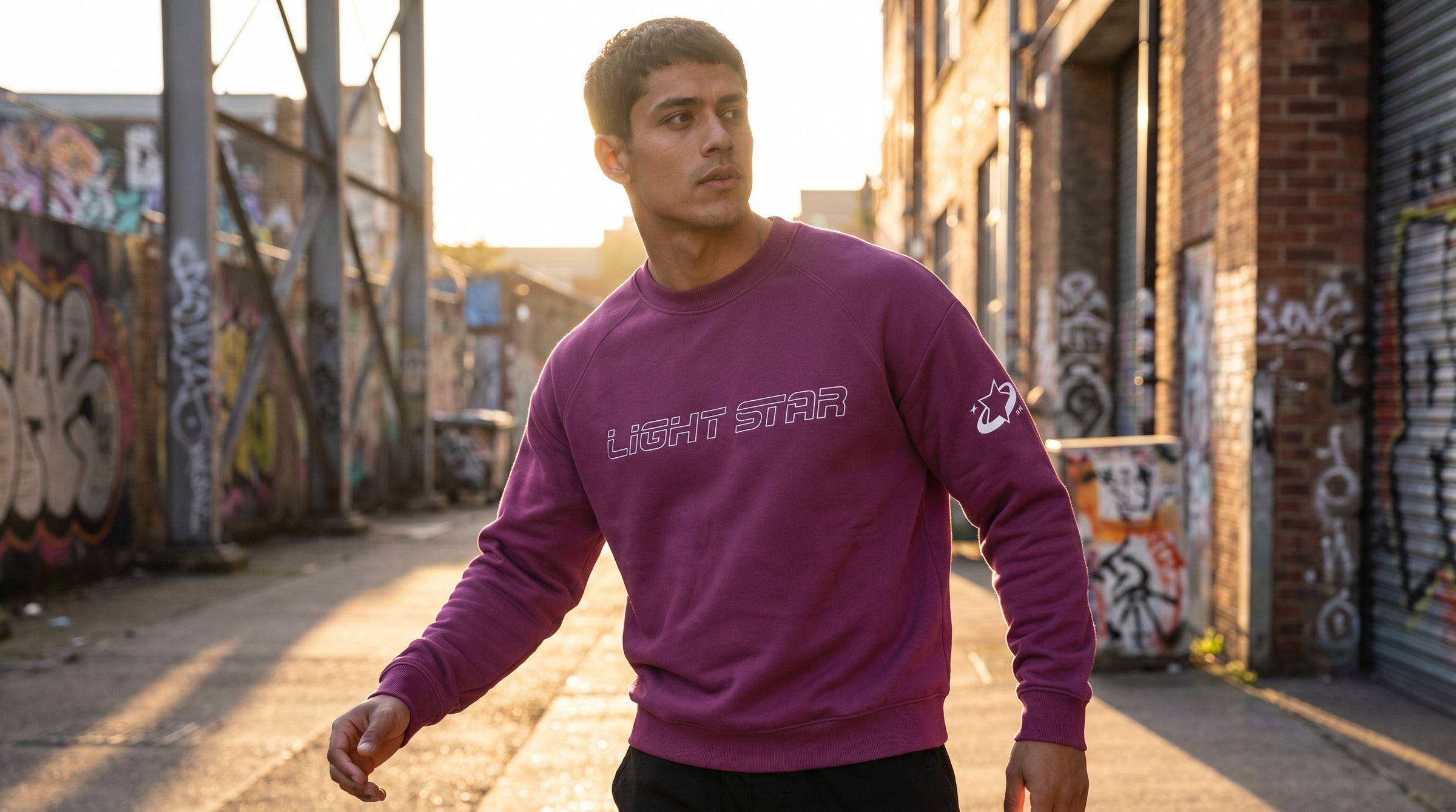Stellar Crewneck Sweatshirt lifestyle - Plum Violet