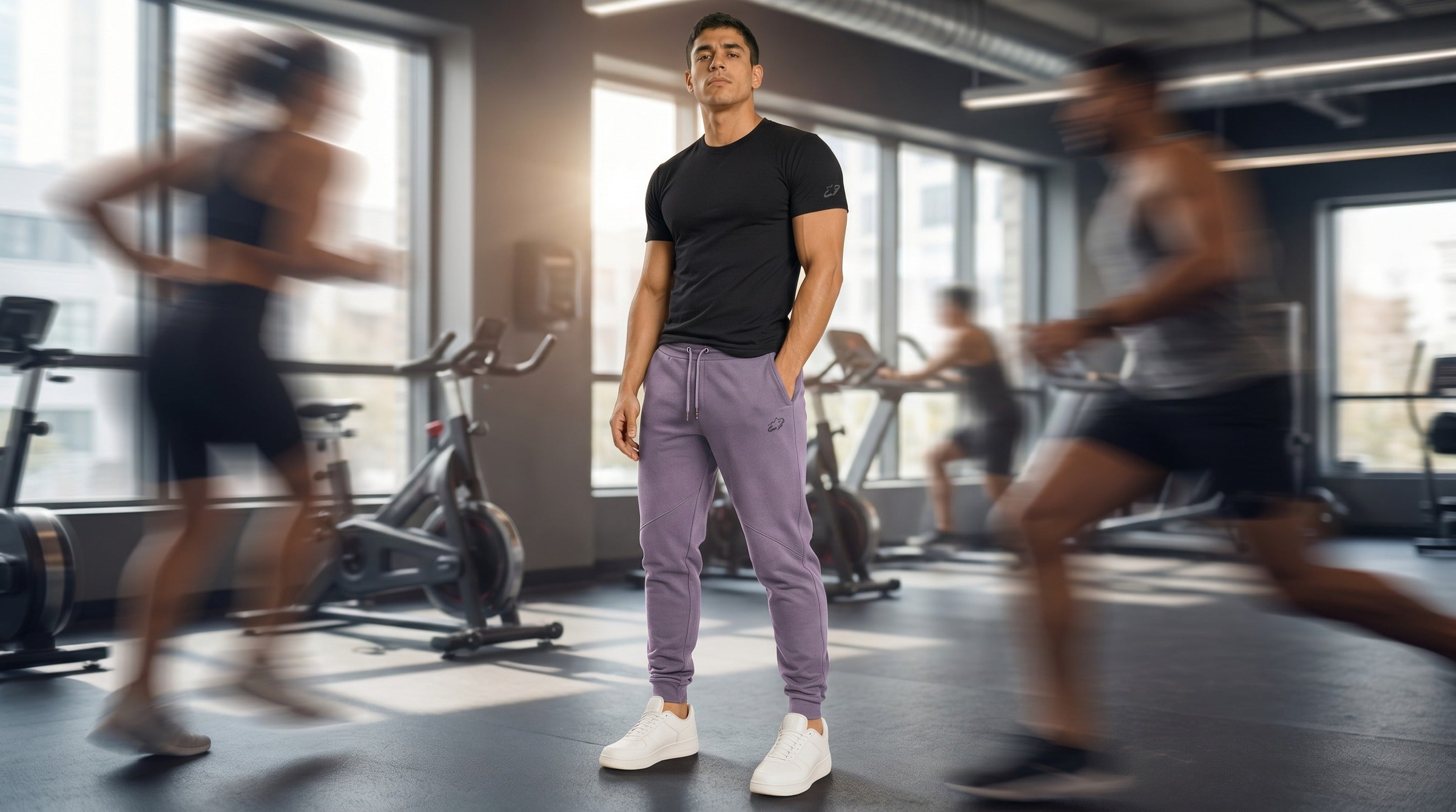 Stellar Denim Joggers lifestyle - Dusty Lilac