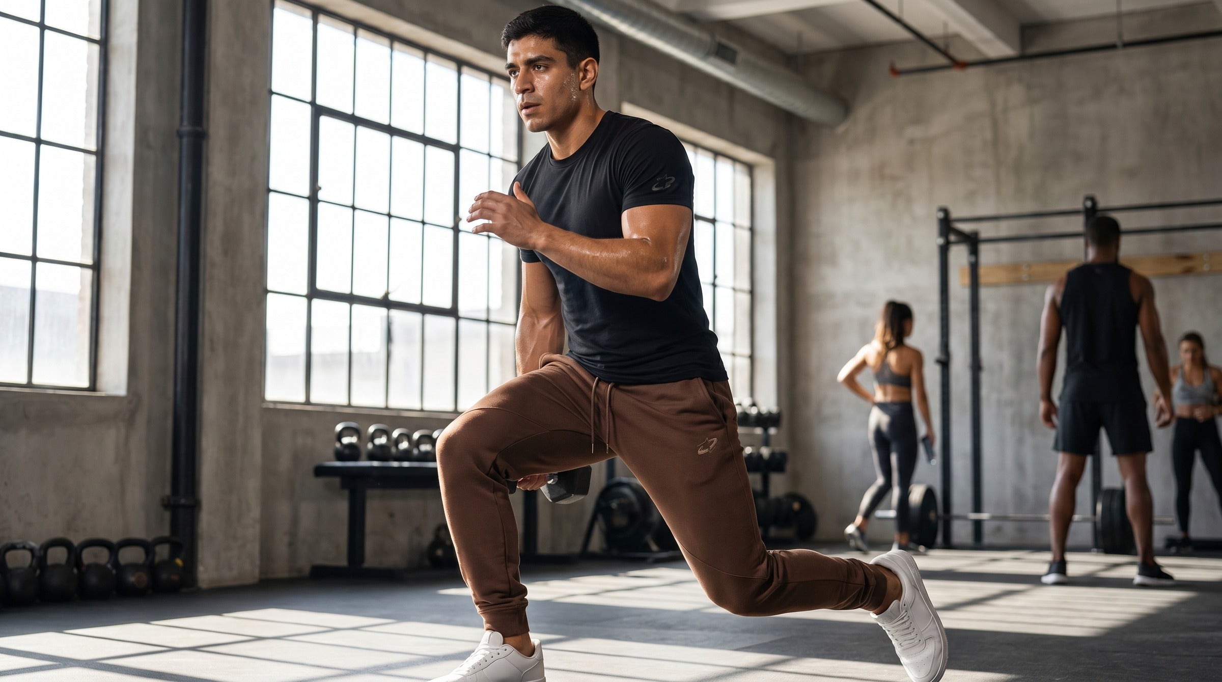 Stellar Denim Joggers lifestyle - Mocha Brown