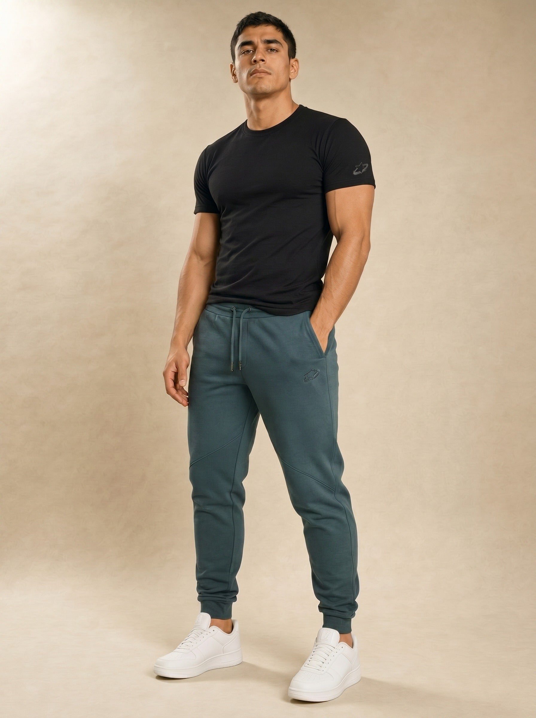 Stellar Denim Joggers - Muted Teal