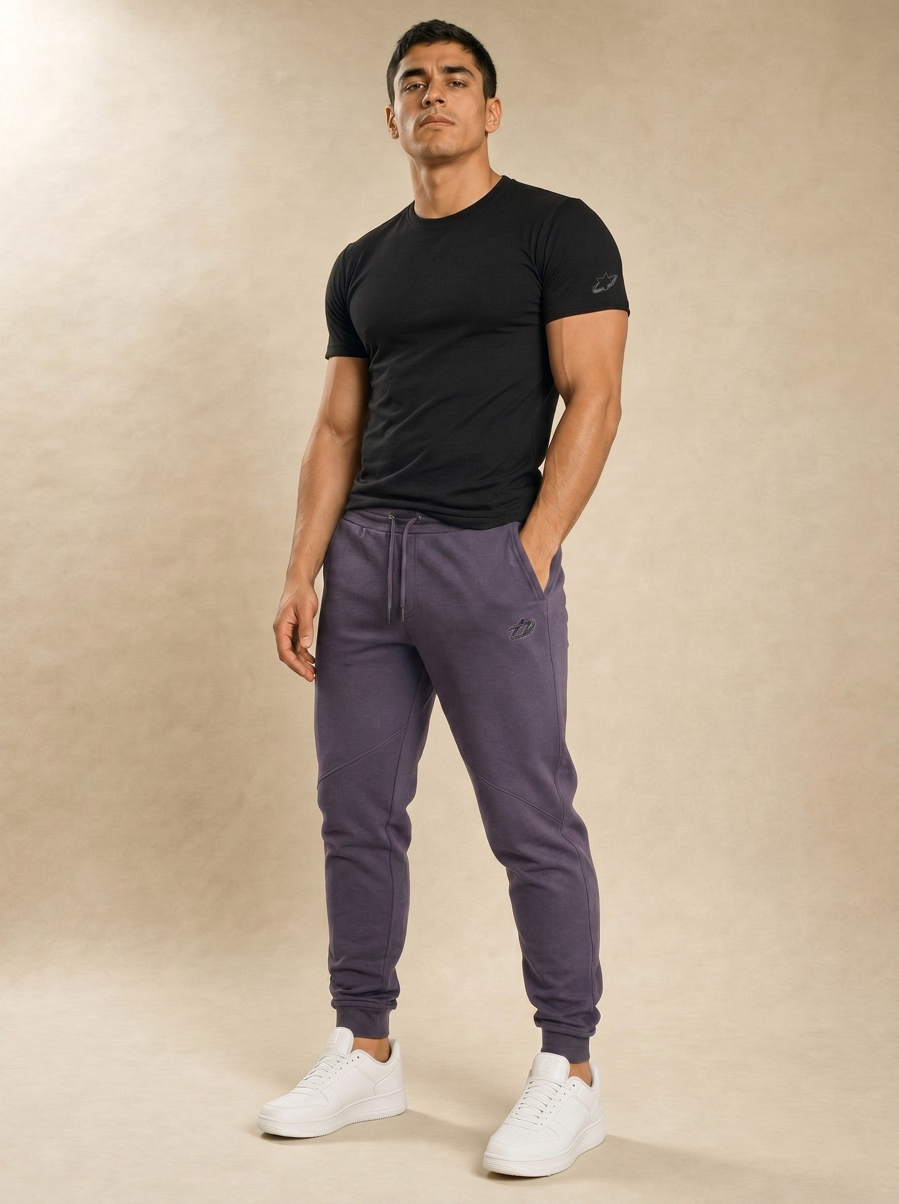 Stellar Denim Joggers - Smoke Purple