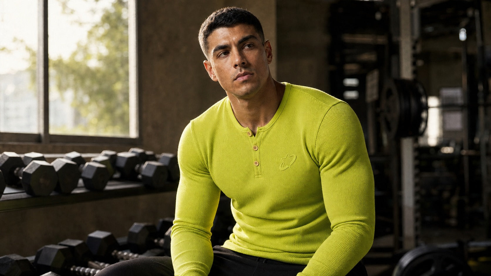 Stellar Henley Long Sleeve lifestyle - Acid Green