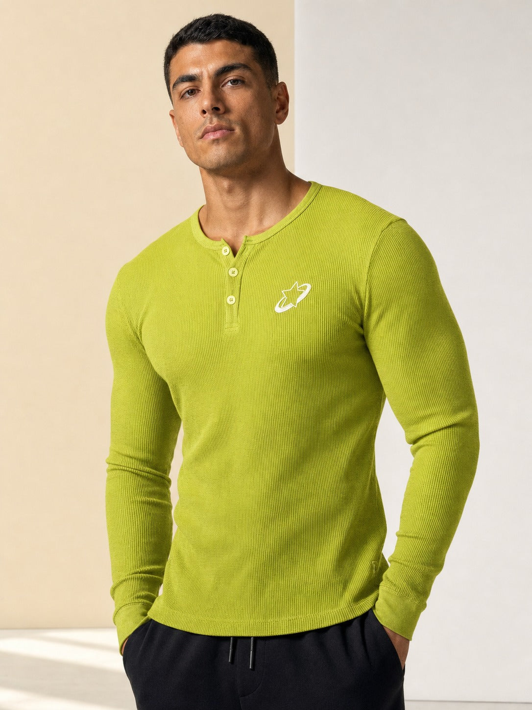 Stellar Henley Long Sleeve - Acid Green