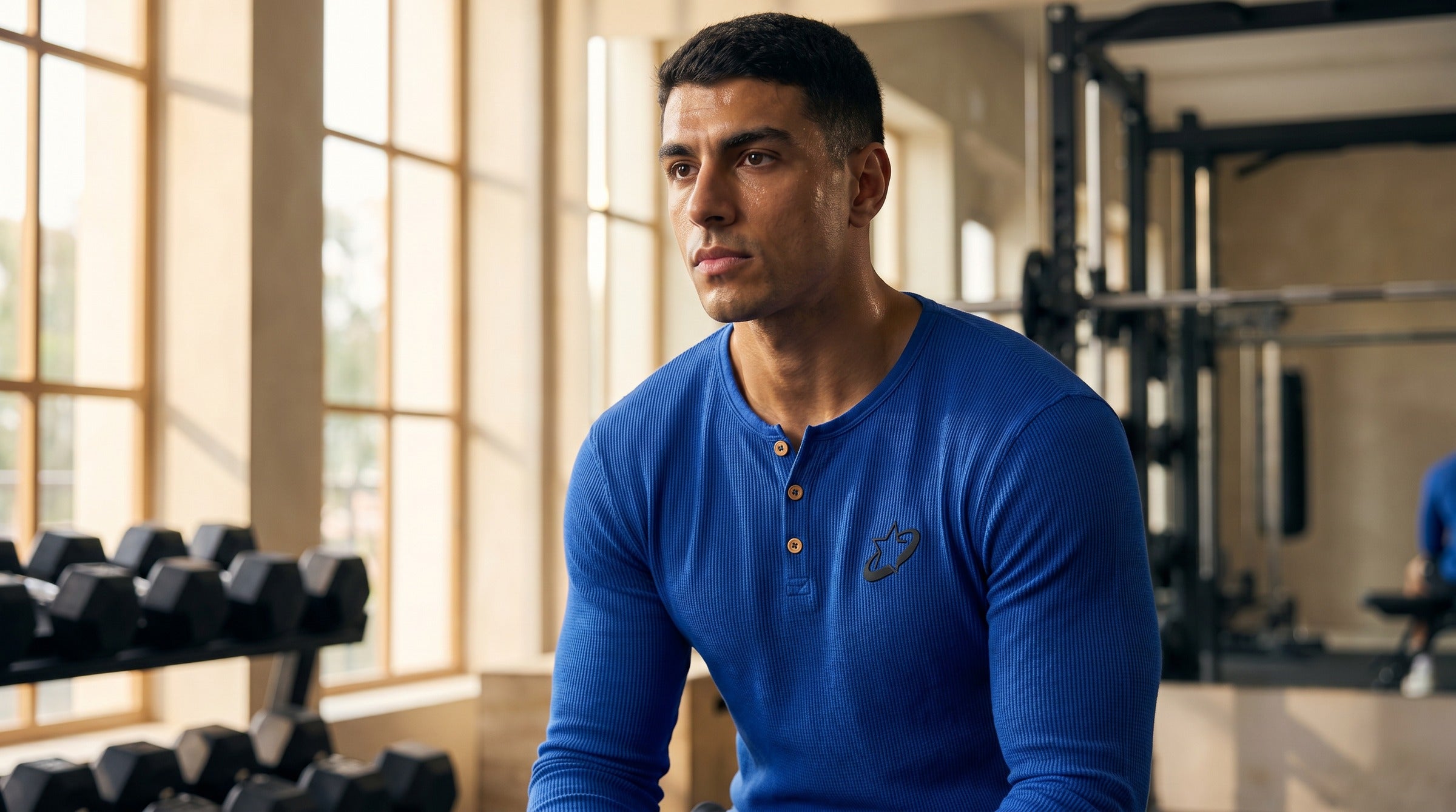 Stellar Henley Long Sleeve lifestyle - Cobalt Blue
