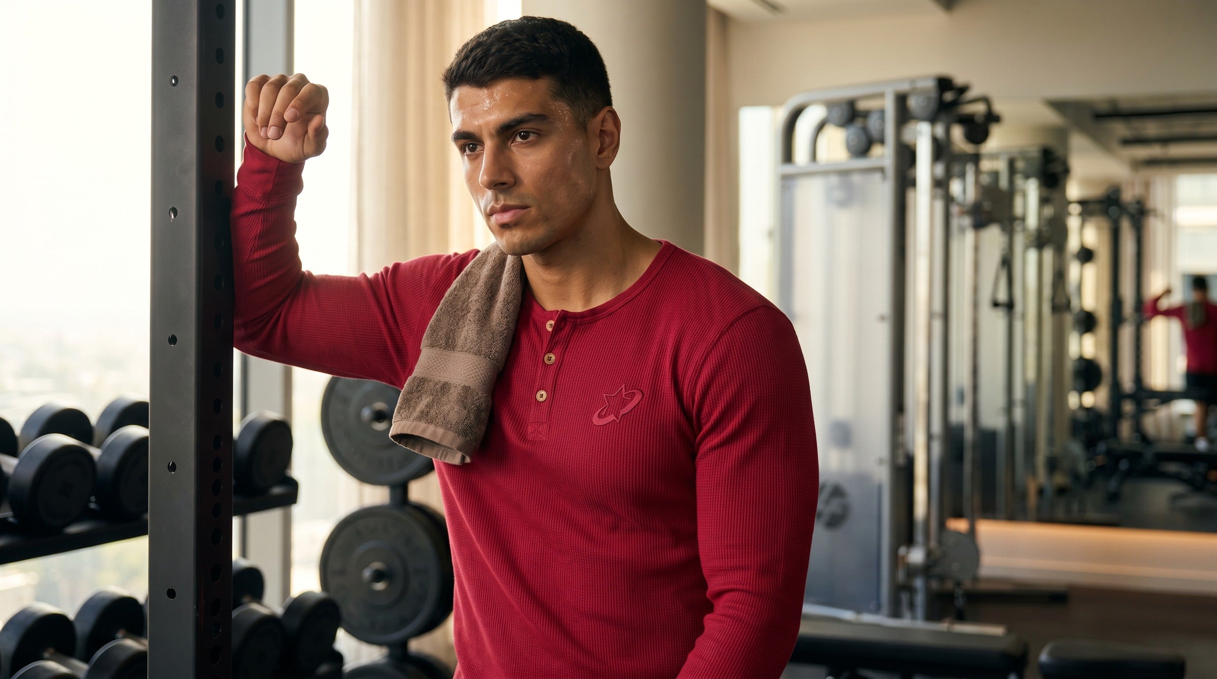 Stellar Henley Long Sleeve lifestyle - Ruby