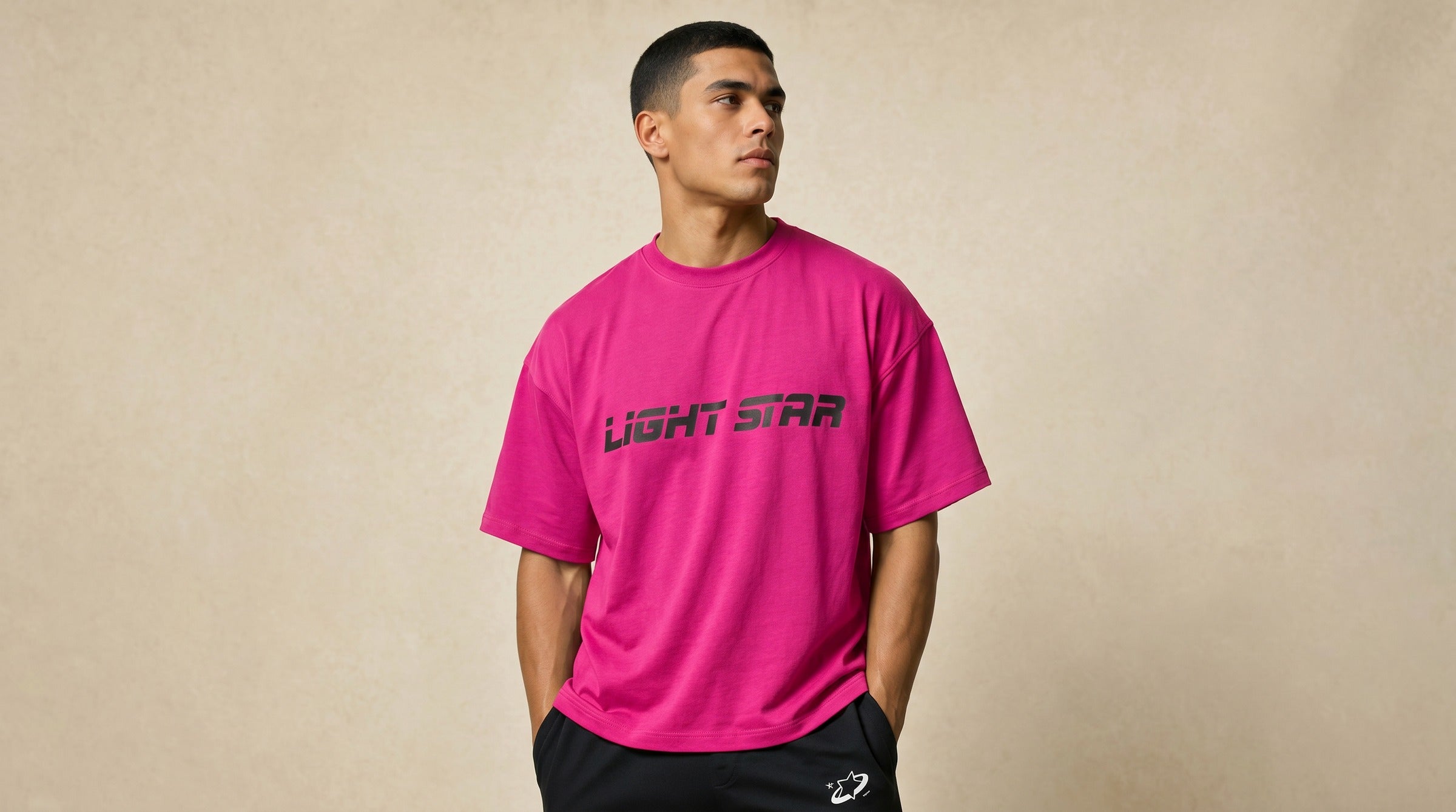 Stellar Oversized Tee lifestyle - Hot Magenta