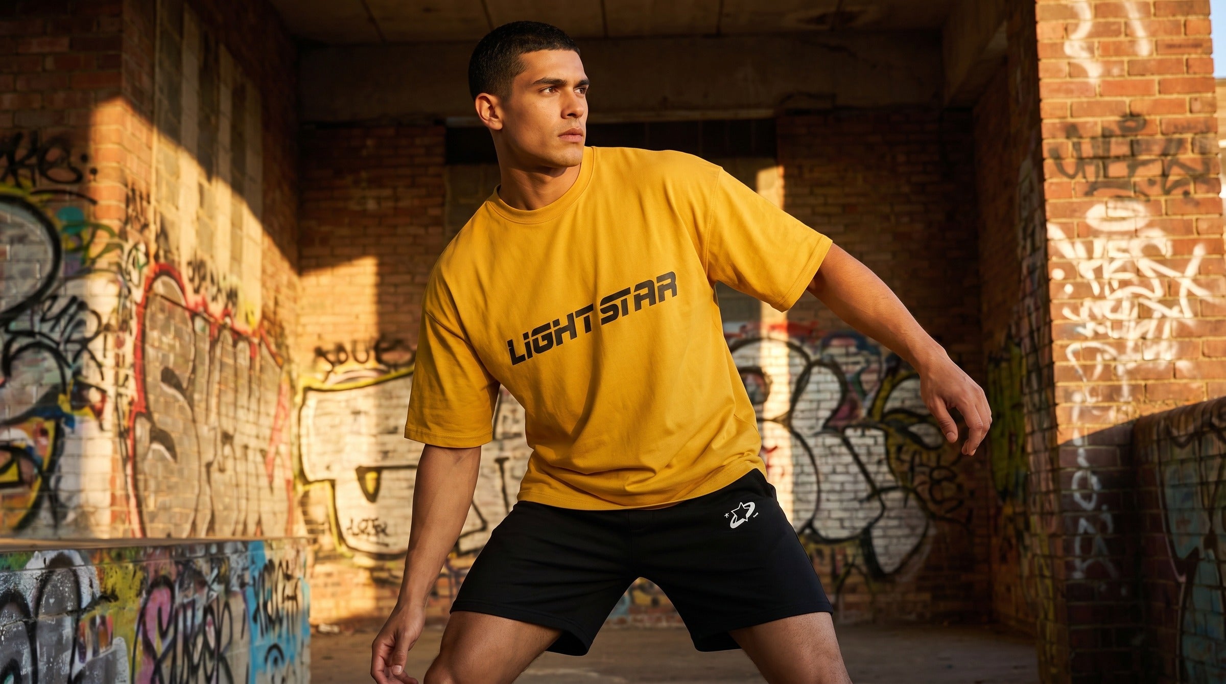 Stellar Oversized Tee lifestyle - Mustard Yellow