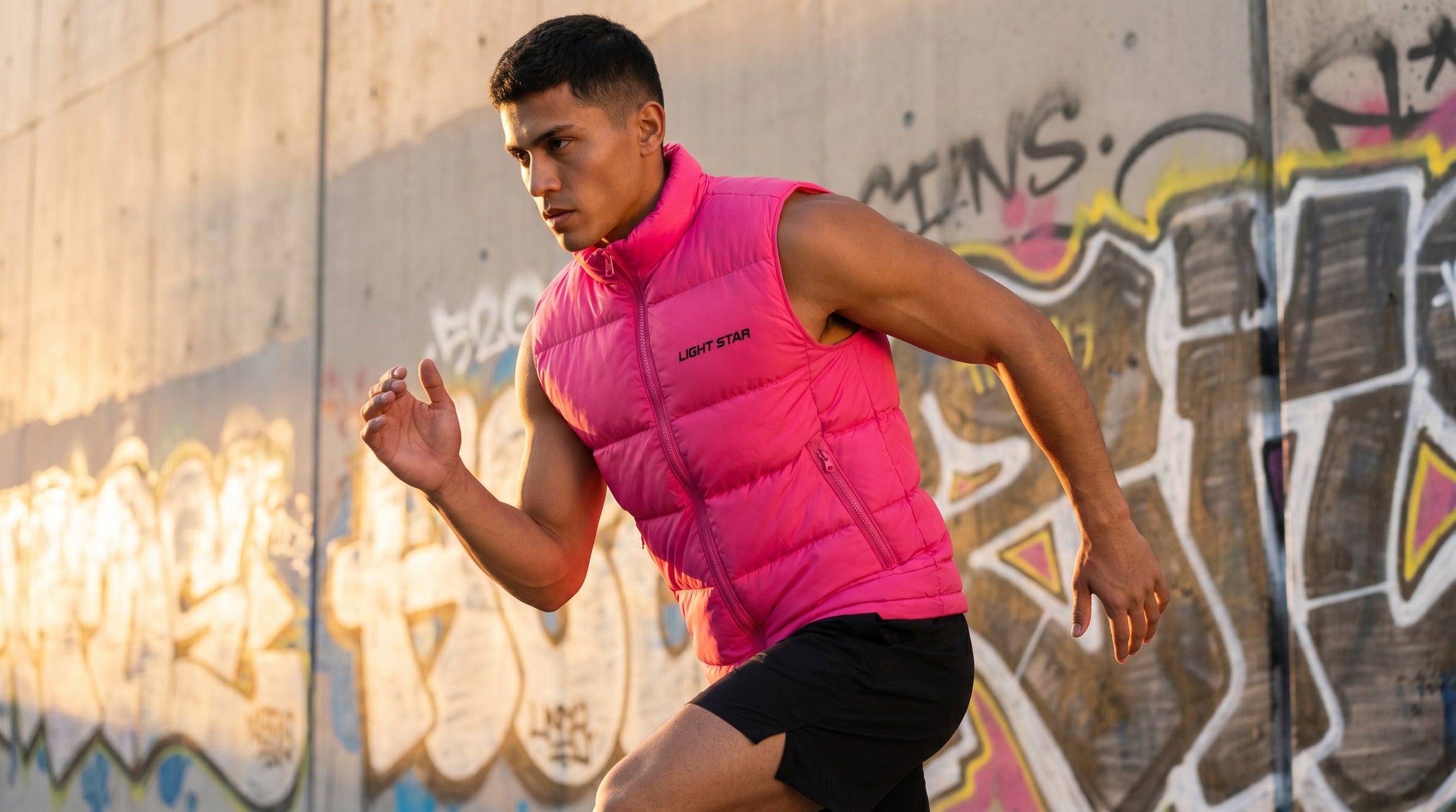 Stellar Puffer Vest lifestyle - Hot Pink
