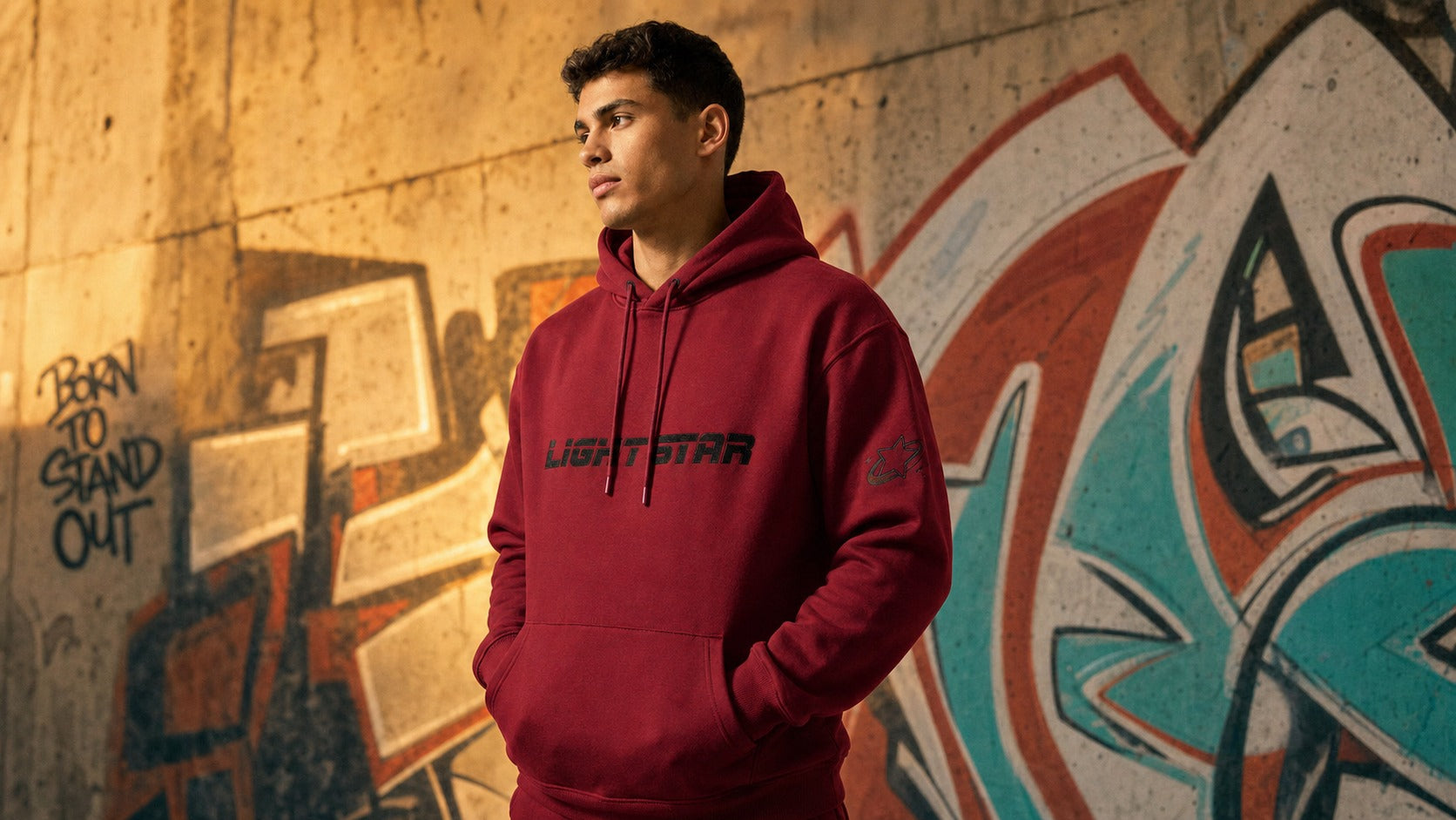 Stellar Pullover Hoodie lifestyle - Ruby