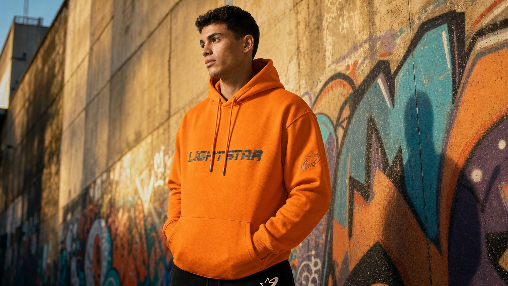 Stellar Pullover Hoodie lifestyle - Tangerine