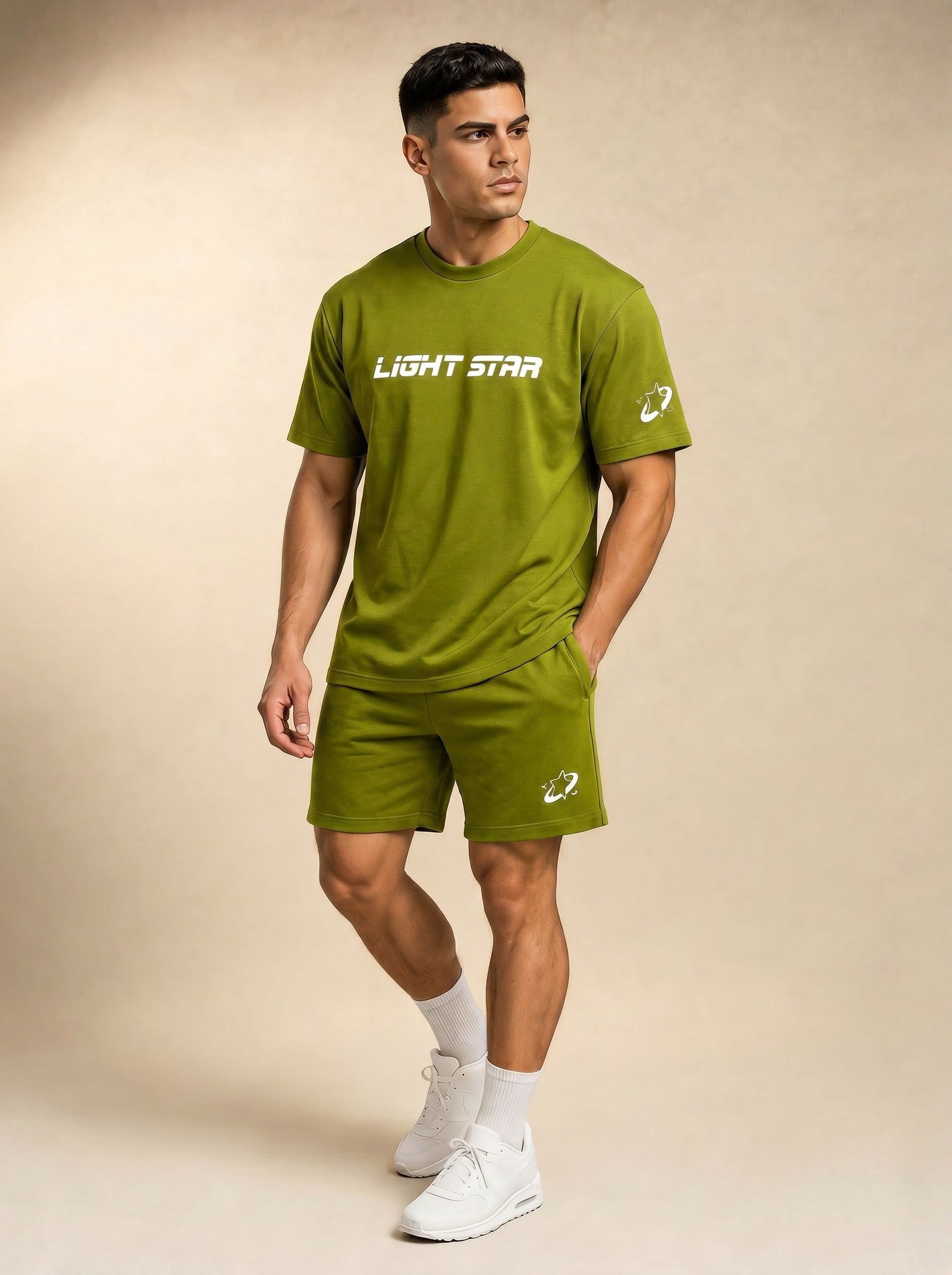 Stellar Tee + Short Set - Bright Olive