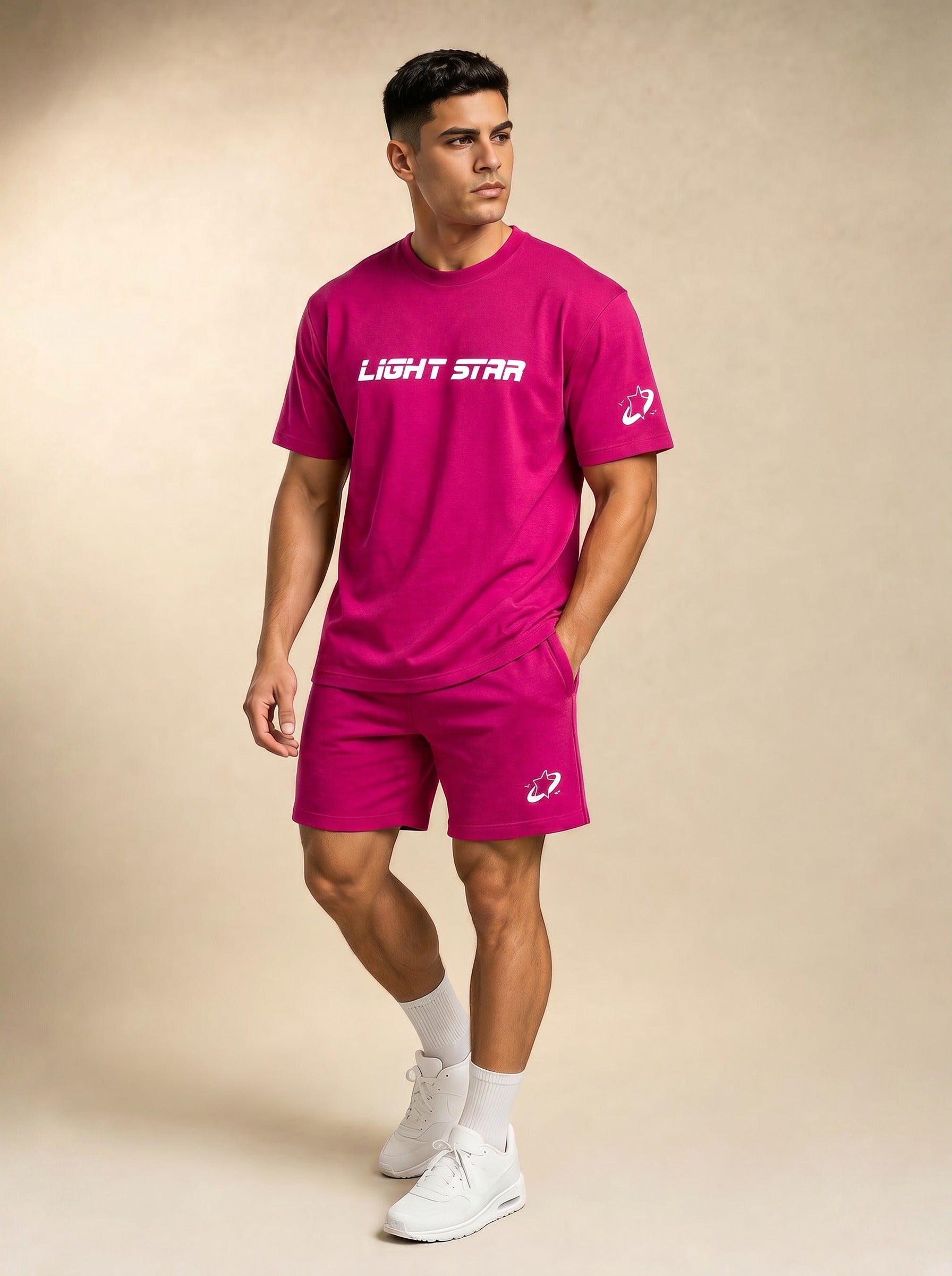 Stellar Tee + Short Set - Hot Magenta