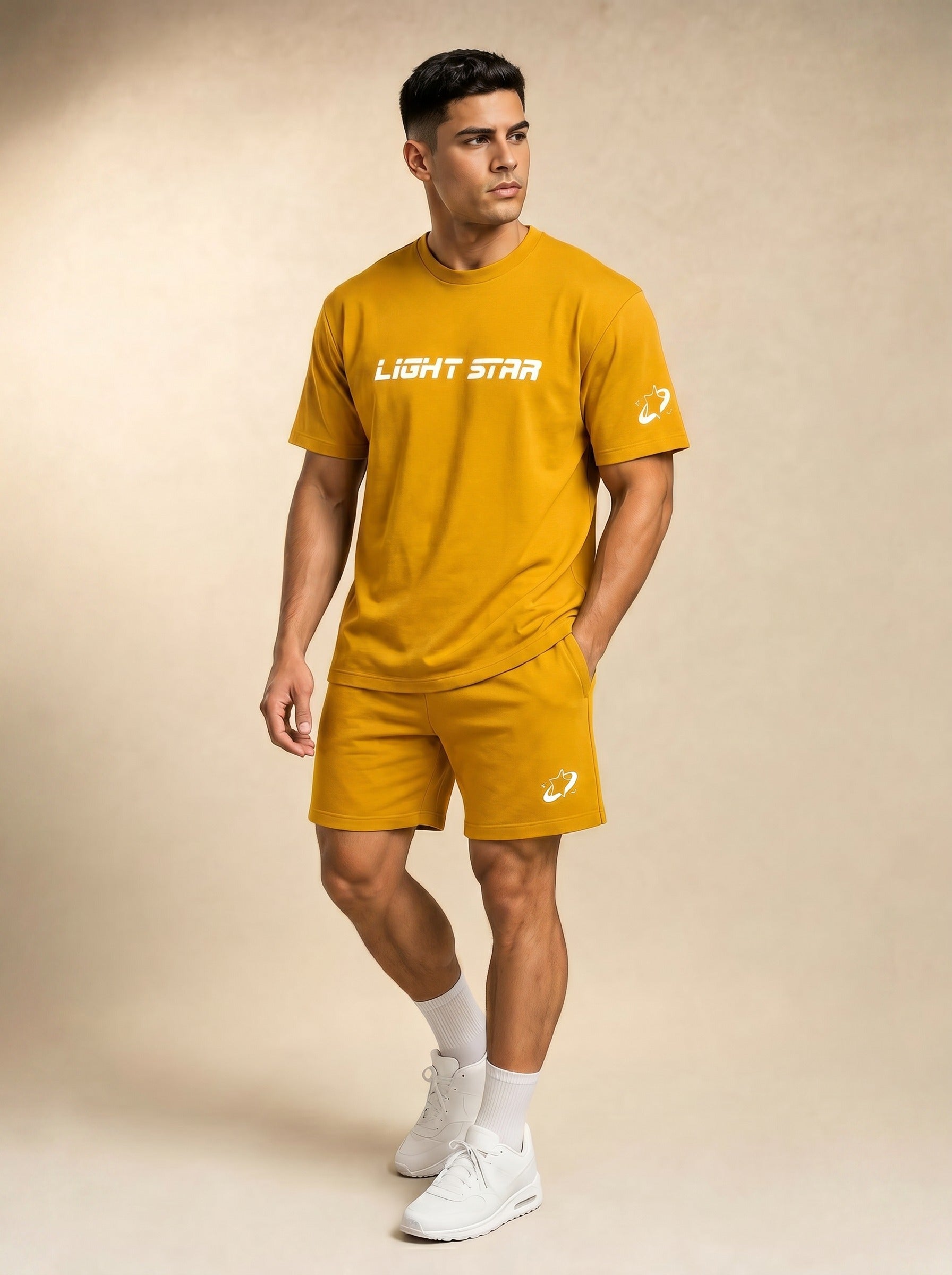 Stellar Tee + Short Set - Mustard Yellow
