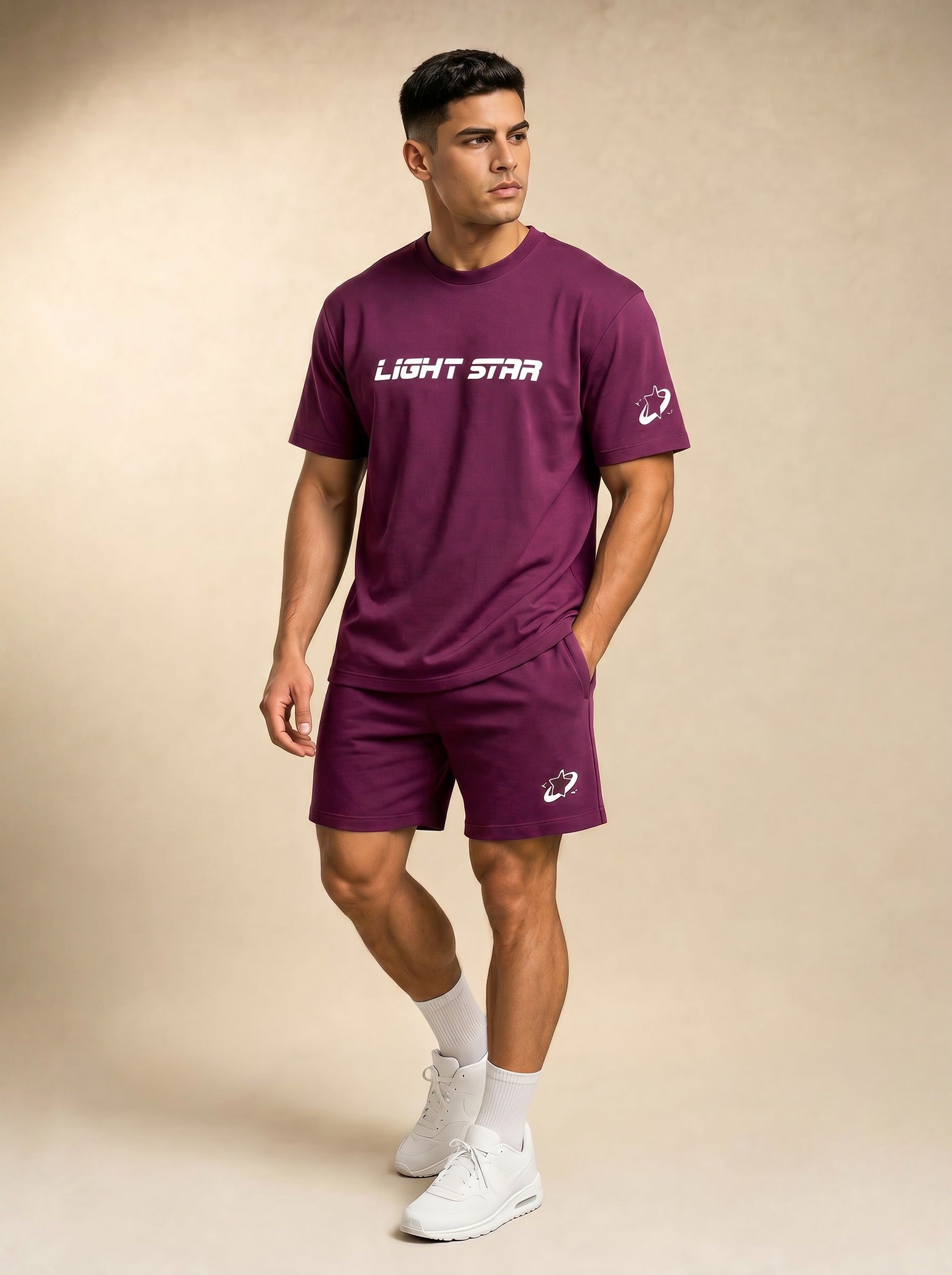 Stellar Tee + Short Set - Plum Violet
