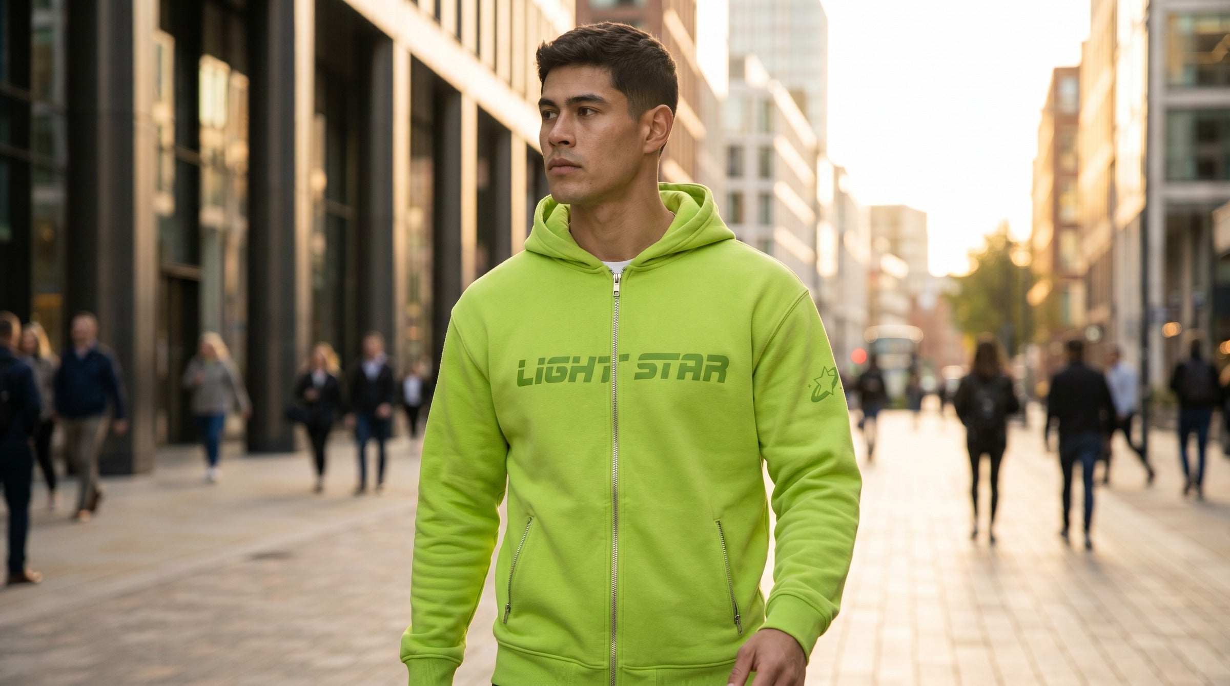 Stellar Zip Hoodie lifestyle - Lime Green