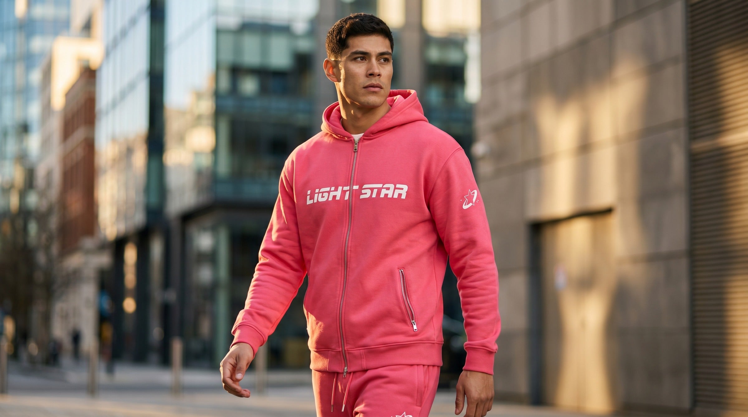 Stellar Zip Hoodie lifestyle - Rose Pink