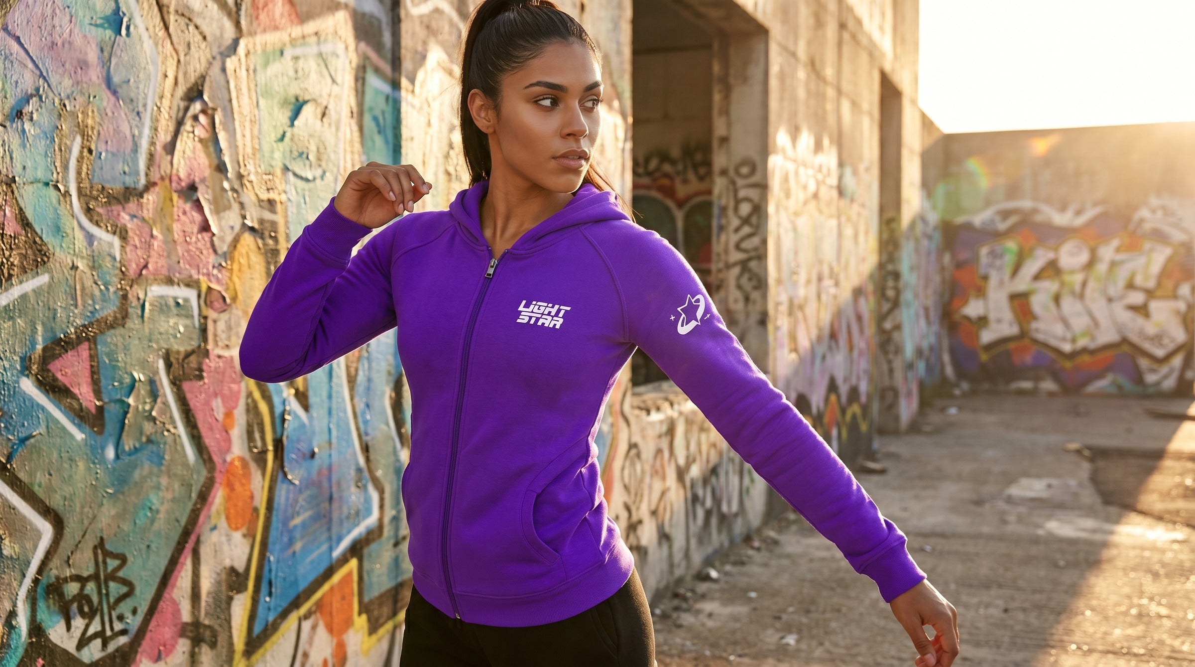 Vortex Zip Hoodie lifestyle - Electric Purple