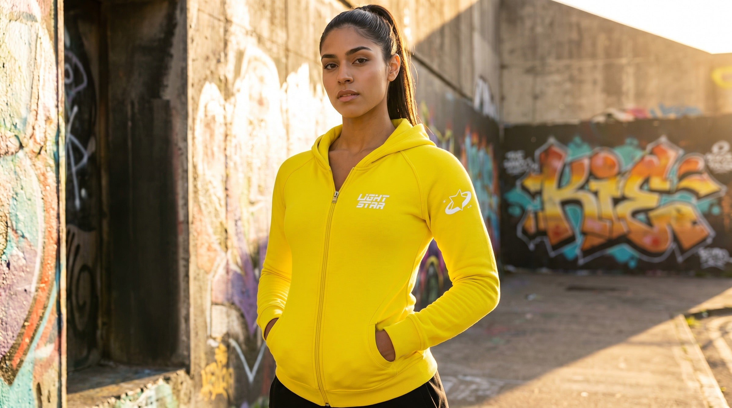 Vortex Zip Hoodie lifestyle - Electric Yellow