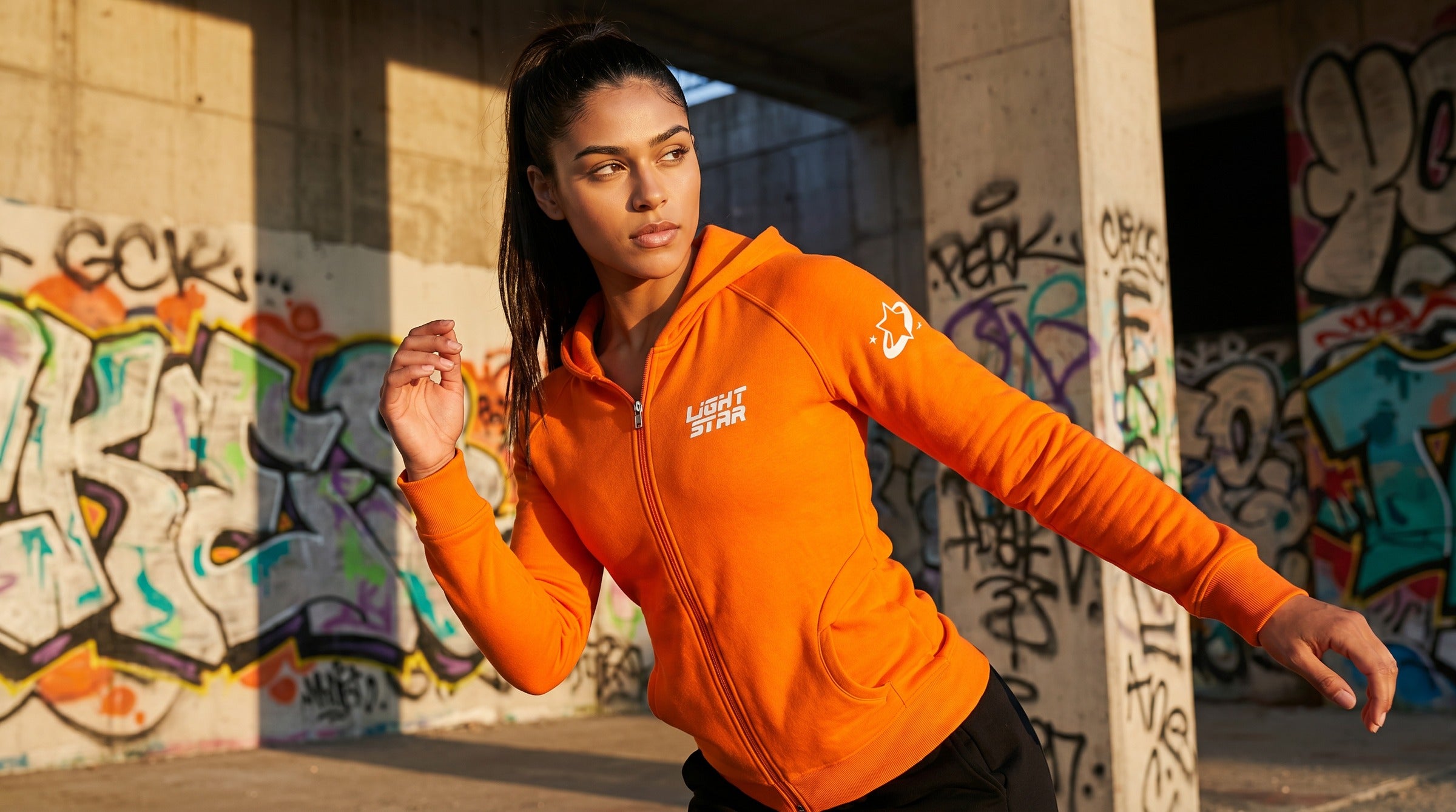 Vortex Zip Hoodie lifestyle - Safety Orange